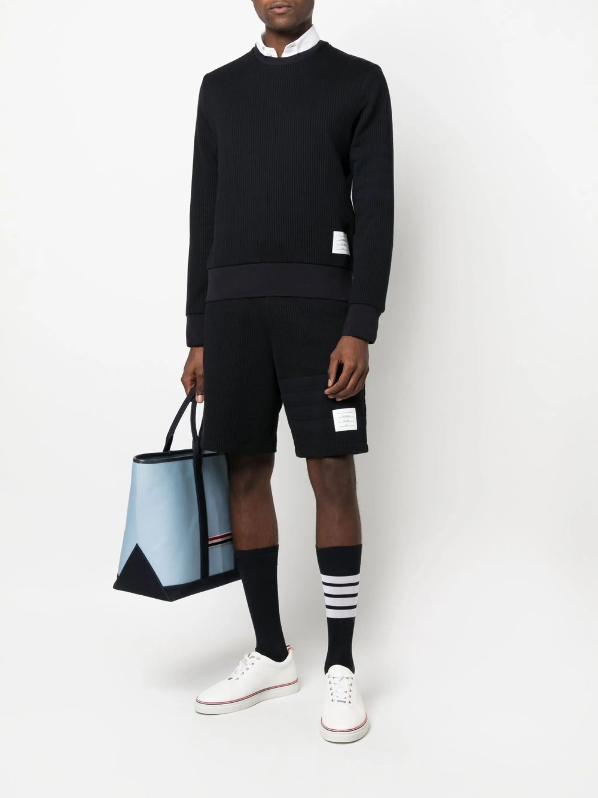 4-Bar stripe seersucker track shorts