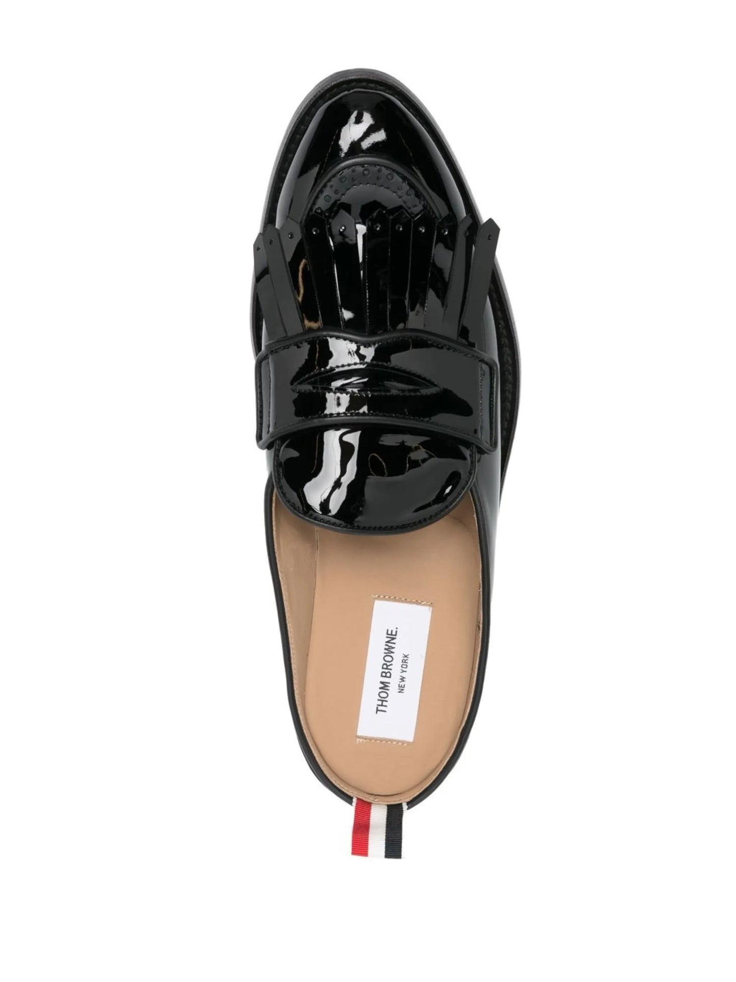 patent mule loafers