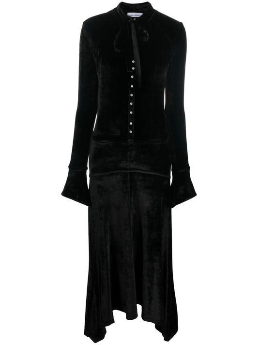 asymmetric velvet dress