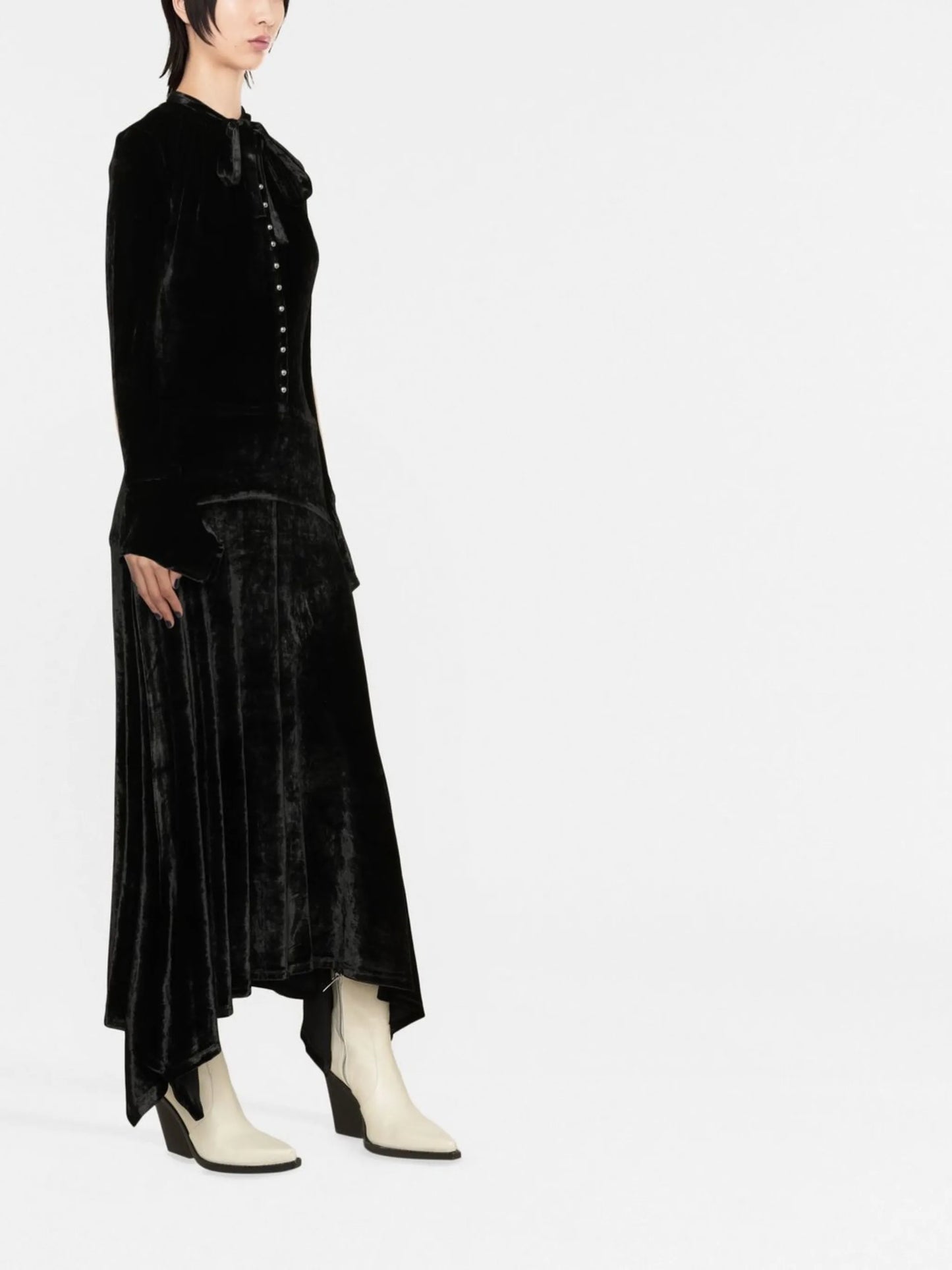 asymmetric velvet dress