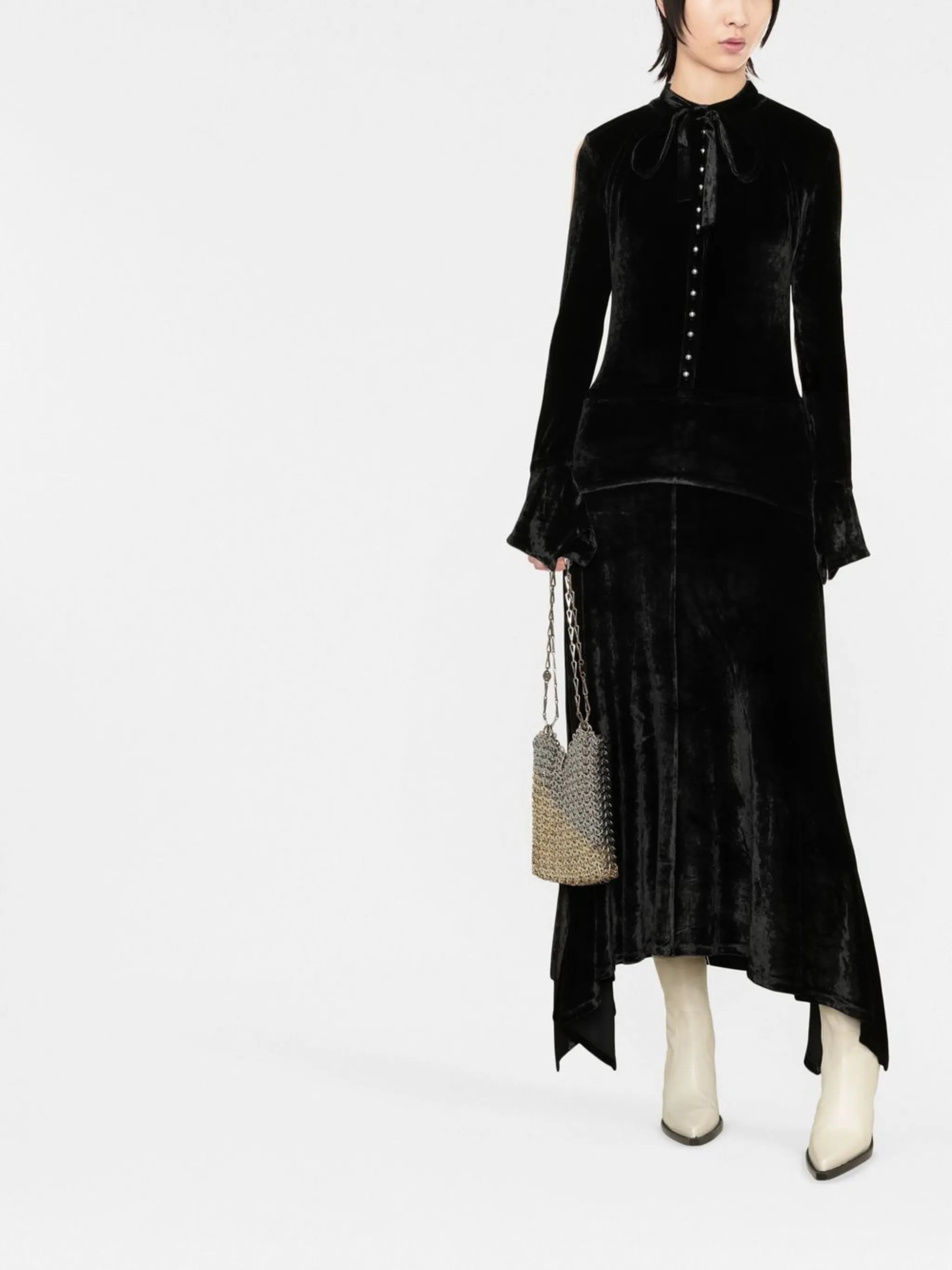 asymmetric velvet dress