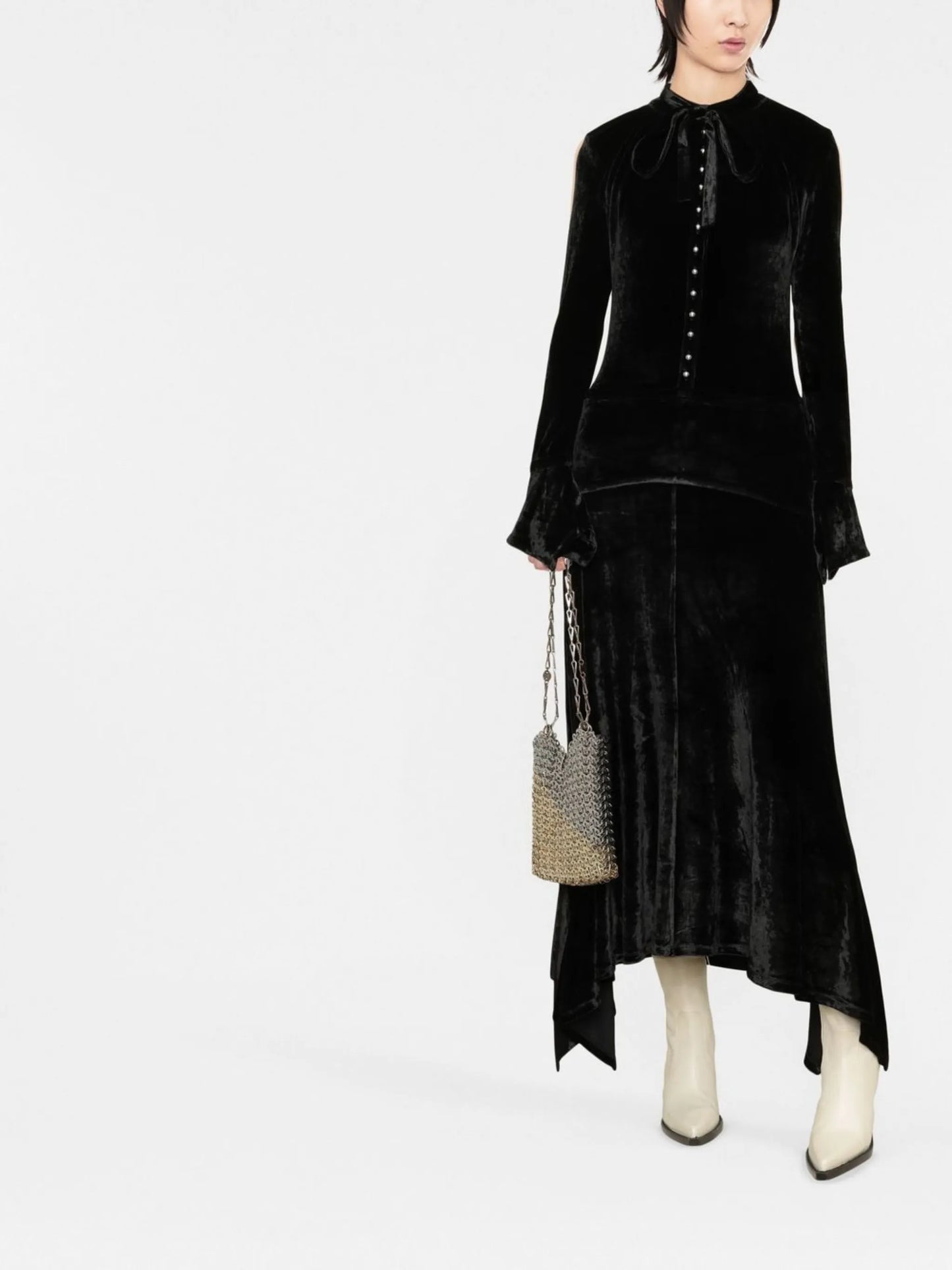 asymmetric velvet dress