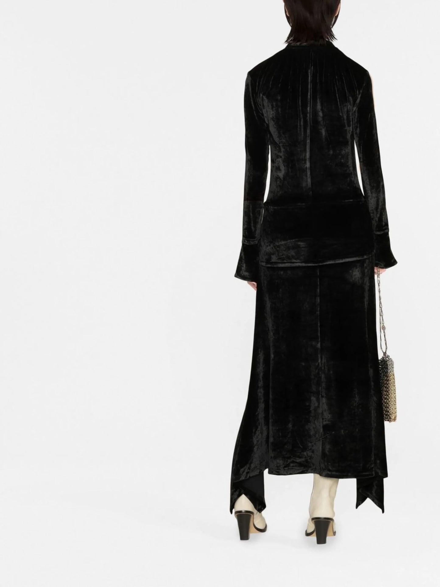 asymmetric velvet dress