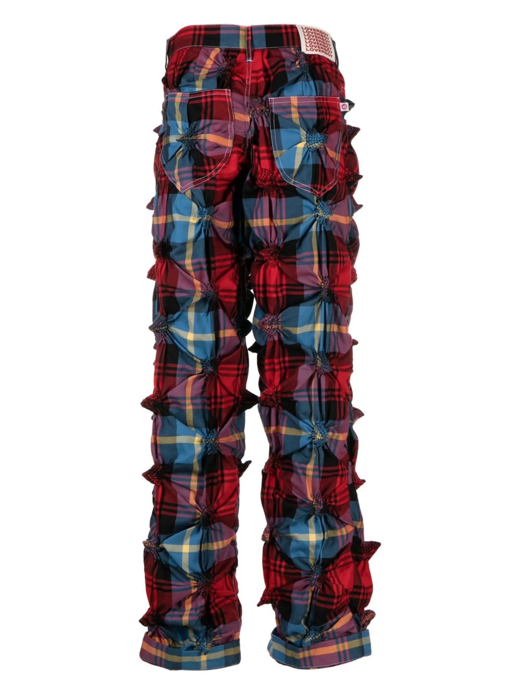 Spikey tartan straight-leg trousers