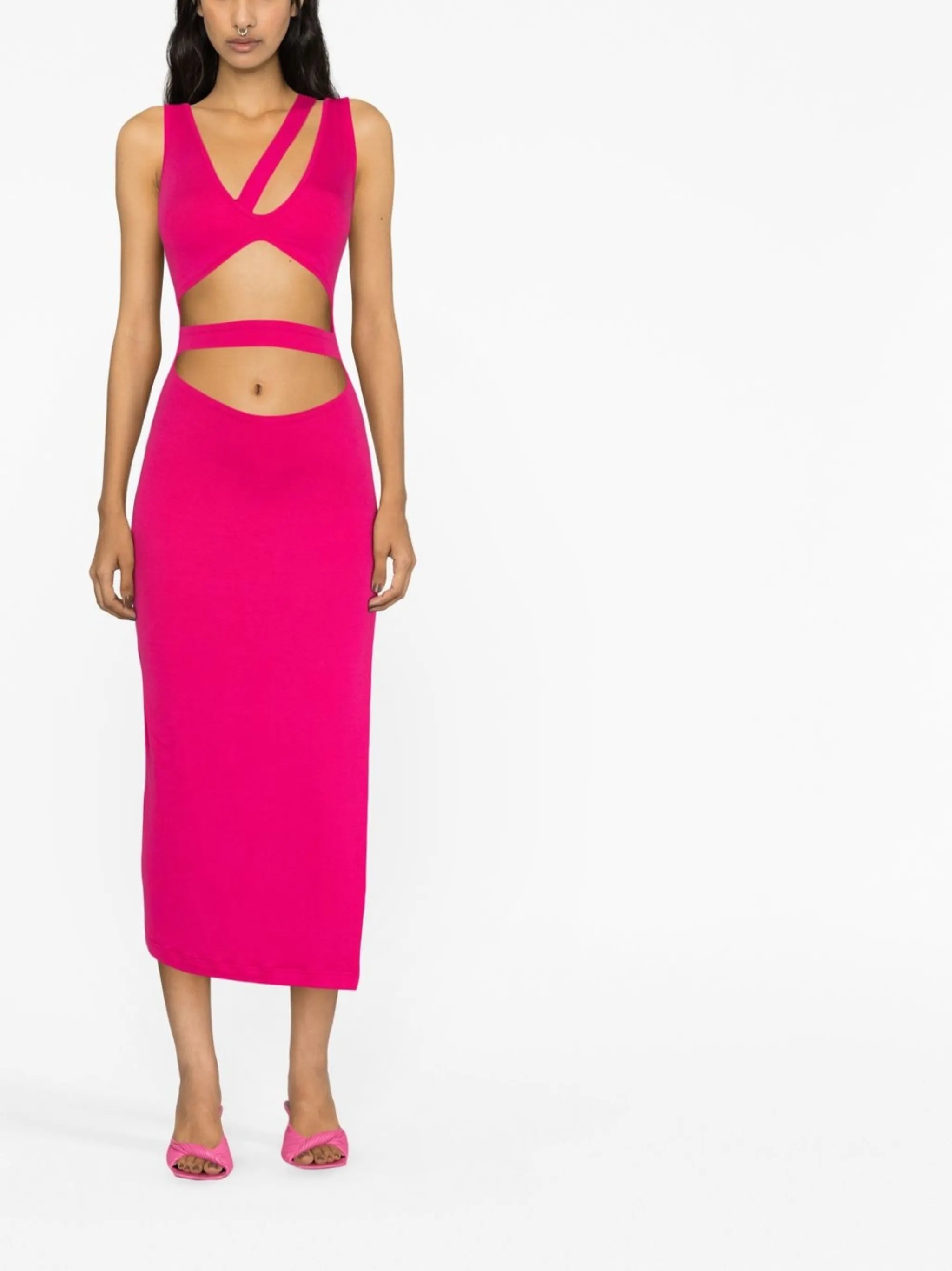 cut-out knitted midi dress