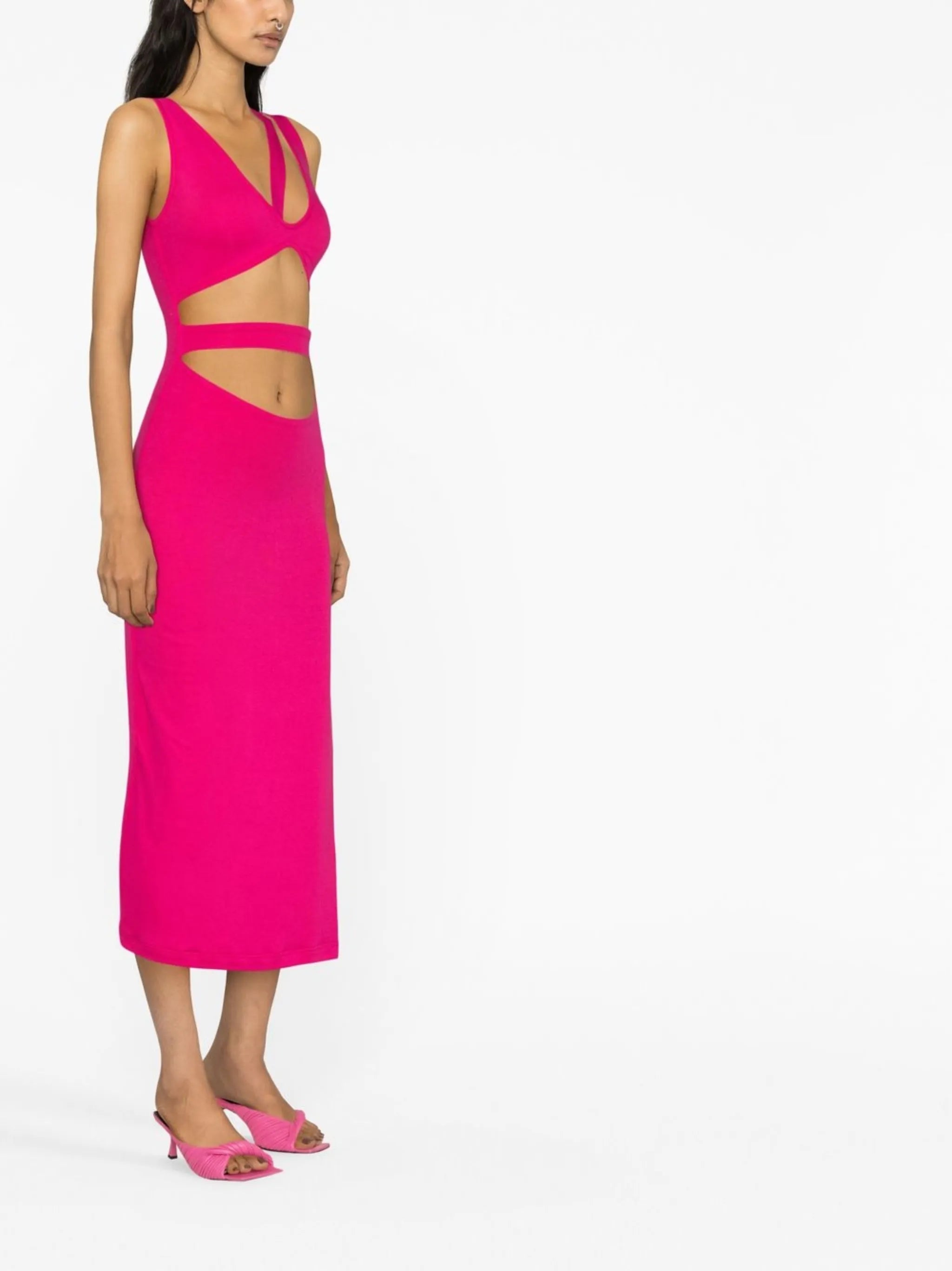 cut-out knitted midi dress