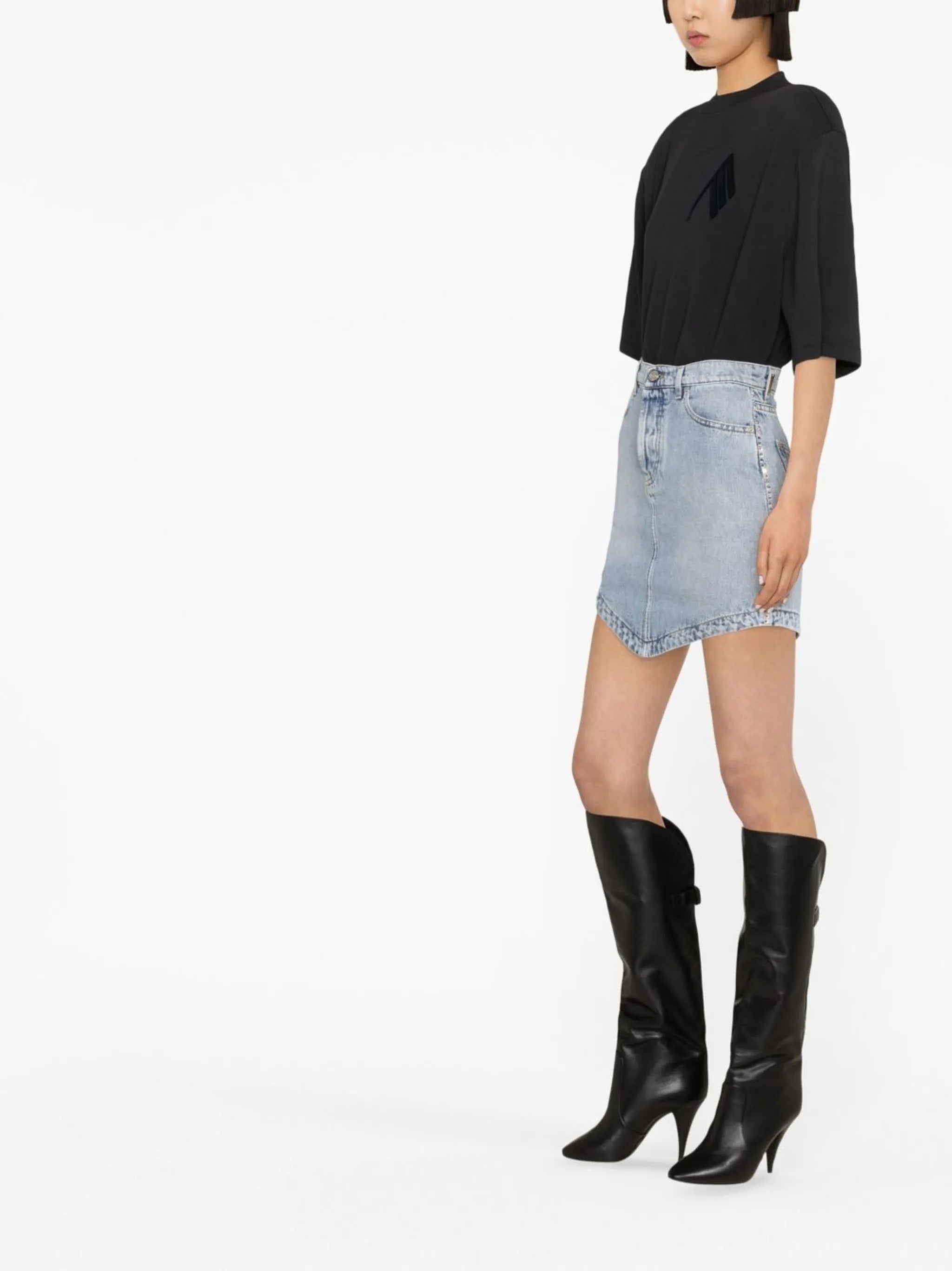crystal-embellished denim skirt