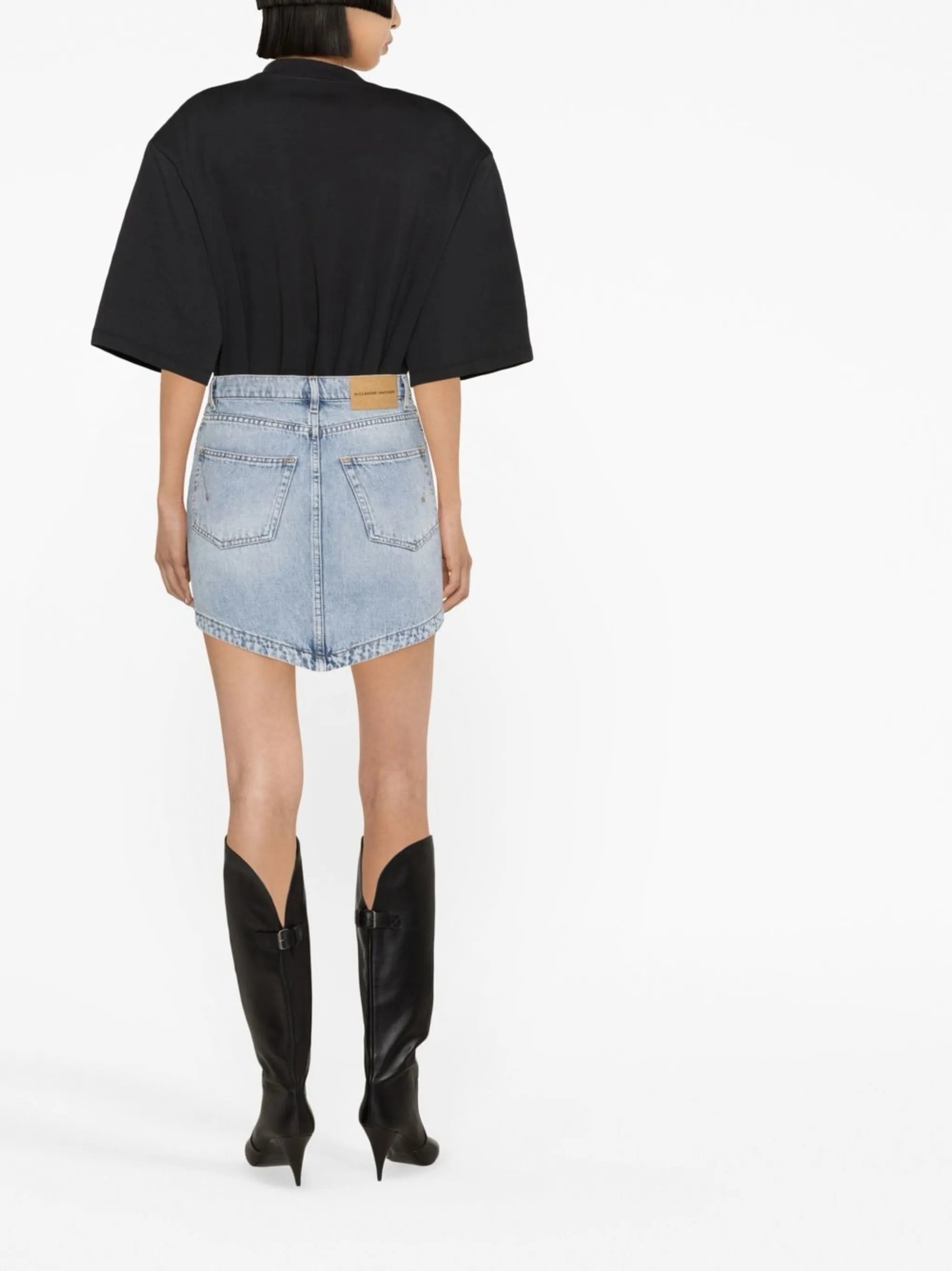 crystal-embellished denim skirt