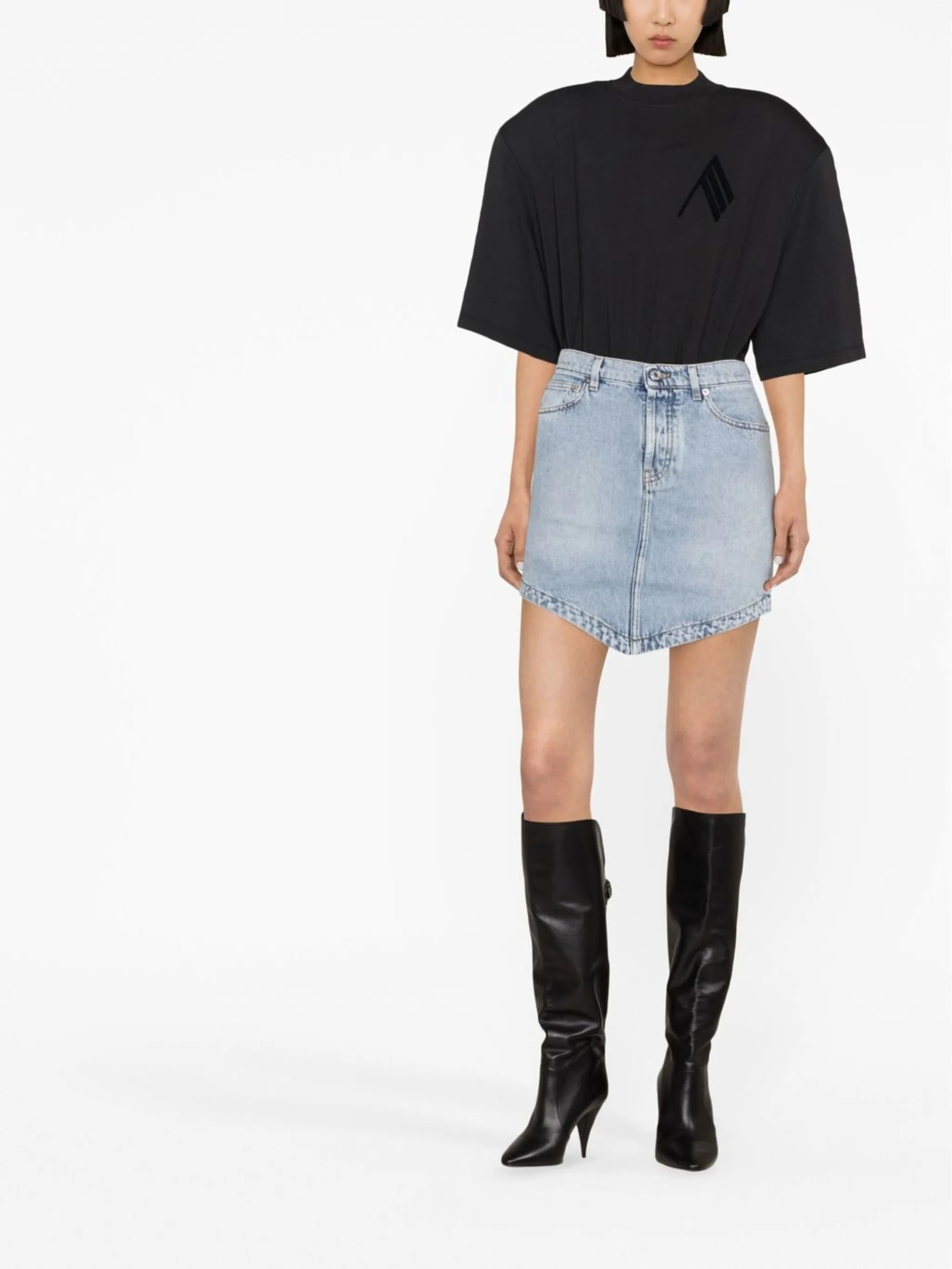 crystal-embellished denim skirt
