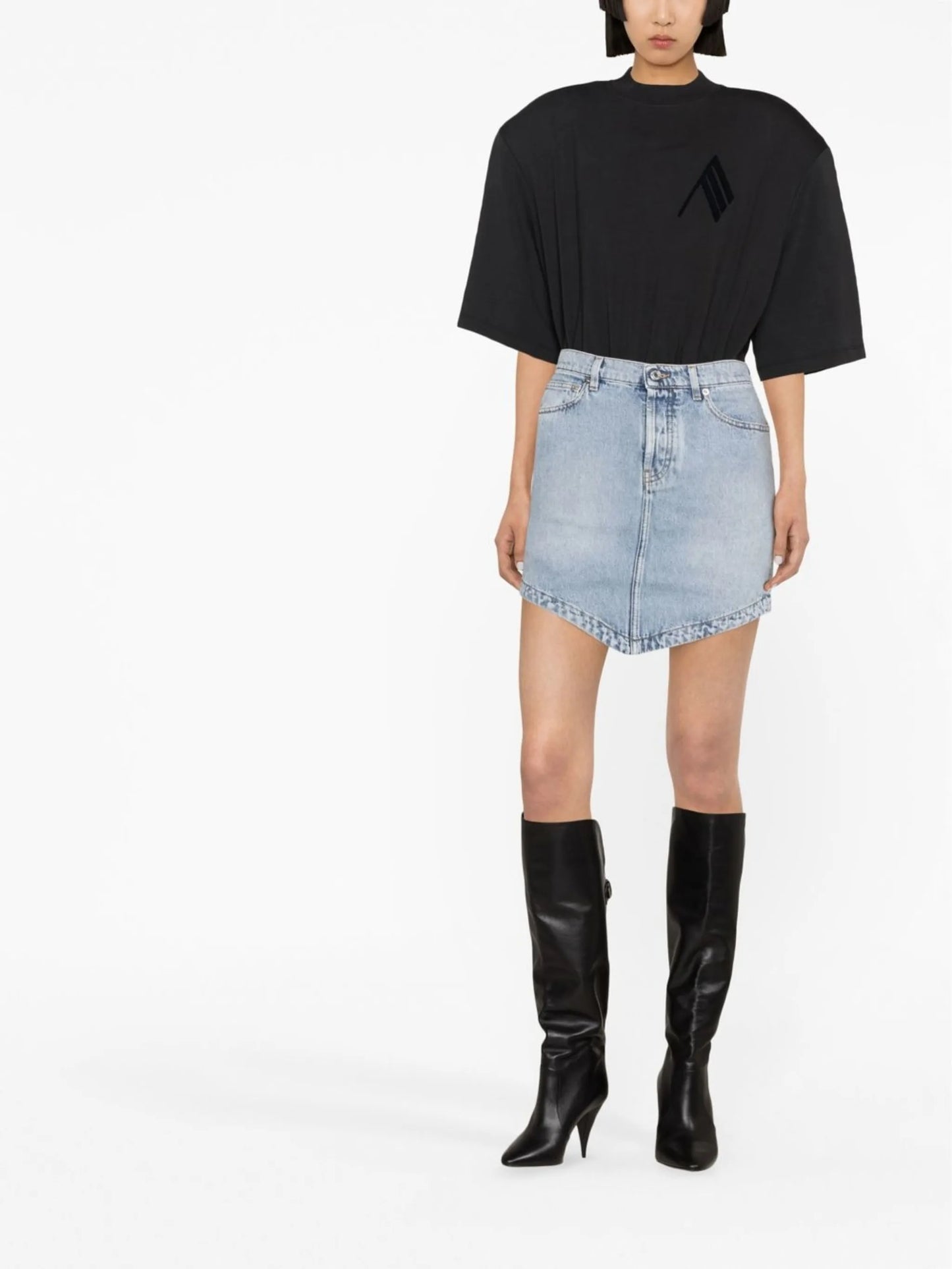 crystal-embellished denim skirt
