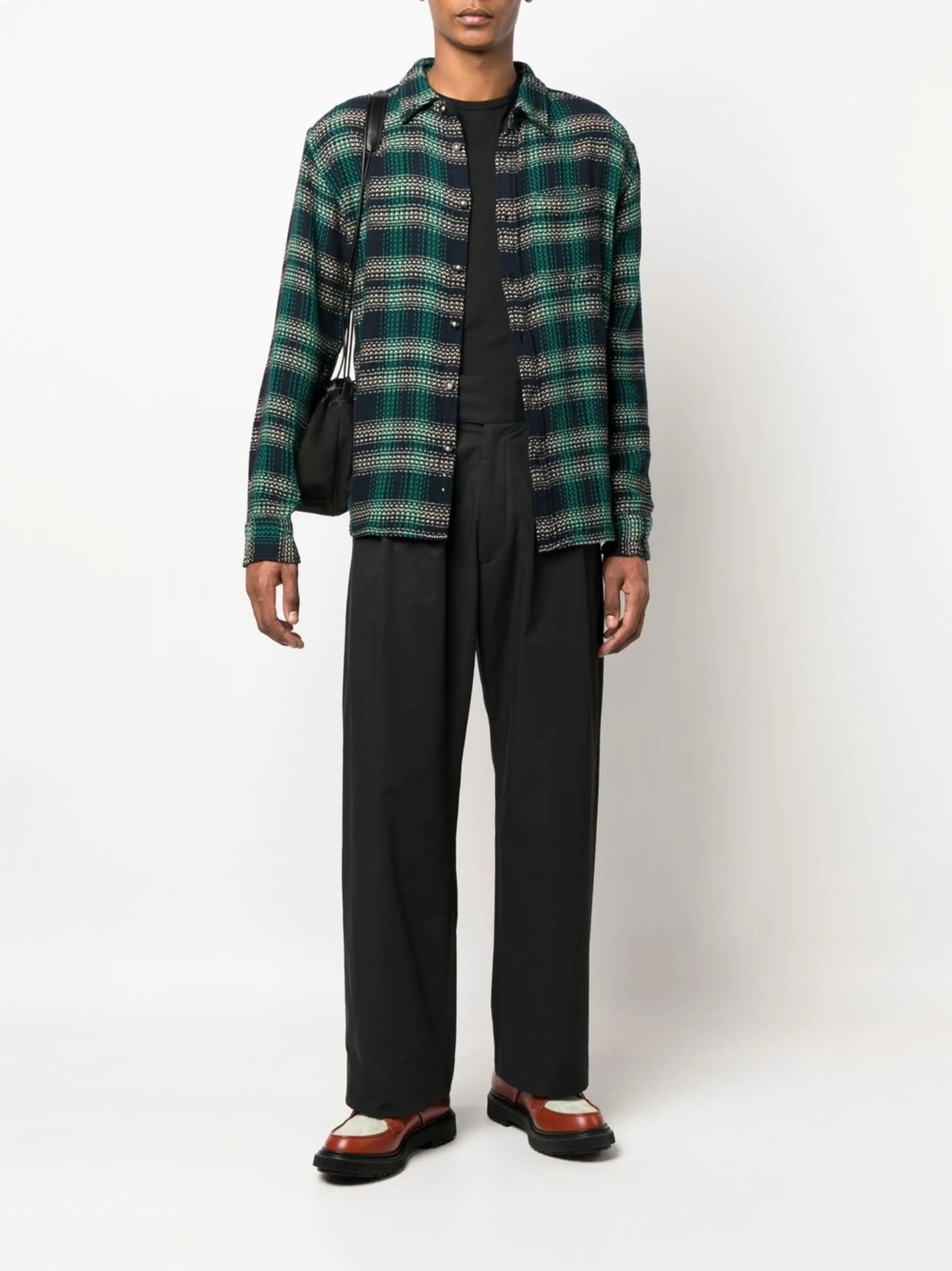 plaid-check long-sleeve shirt