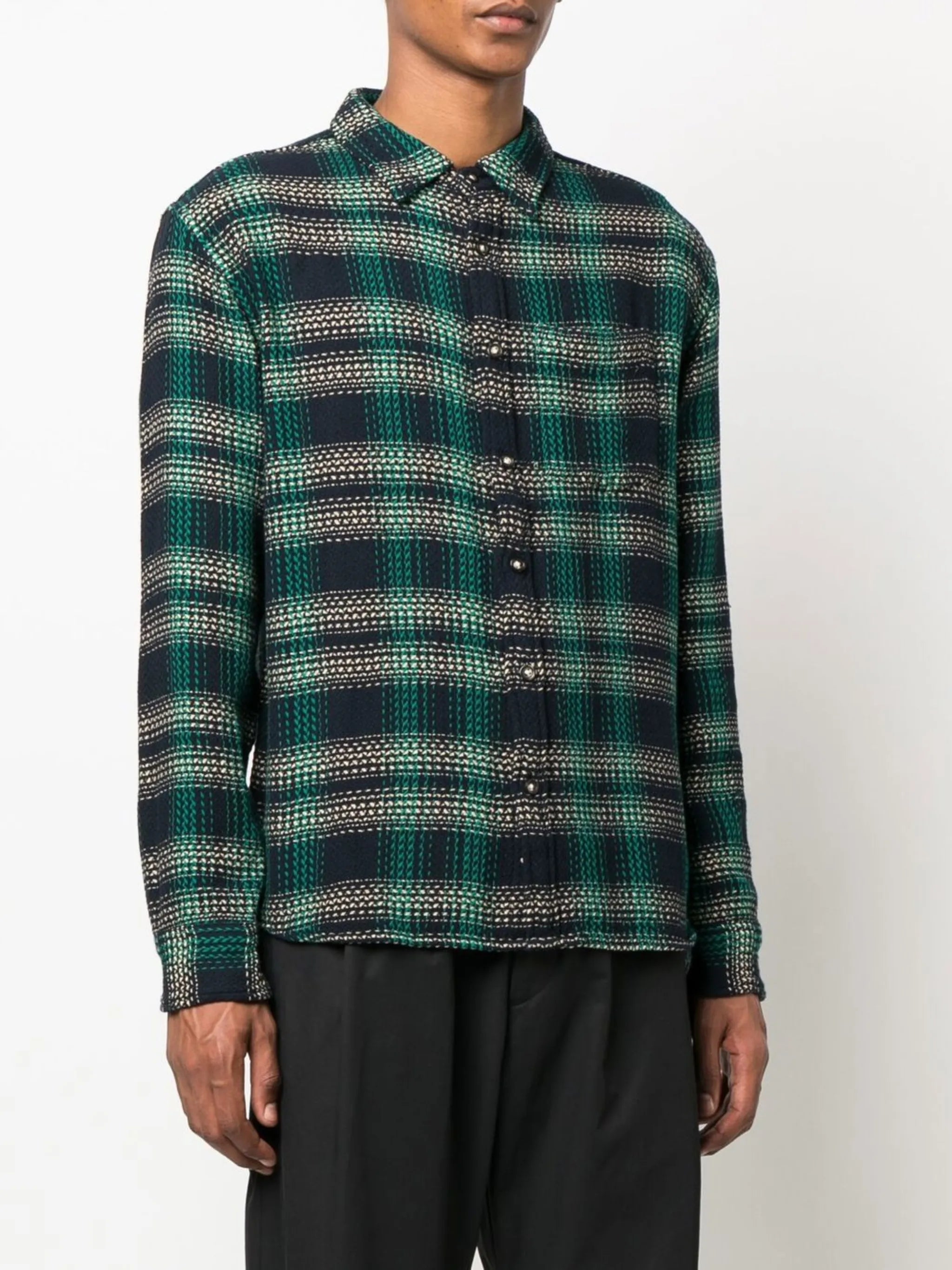plaid-check long-sleeve shirt