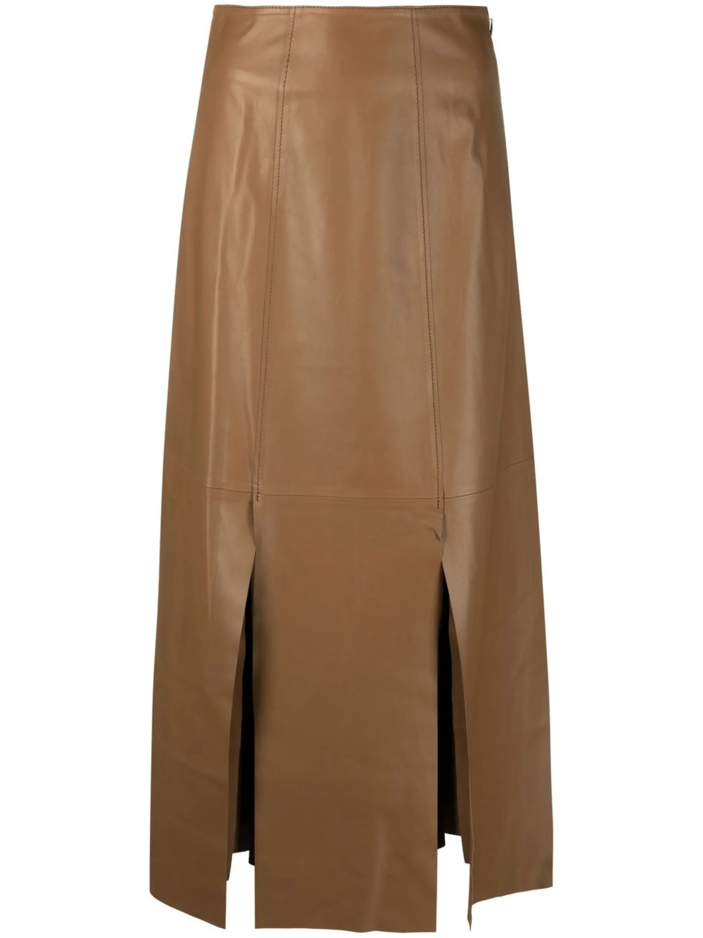 leather panelled midi skirt