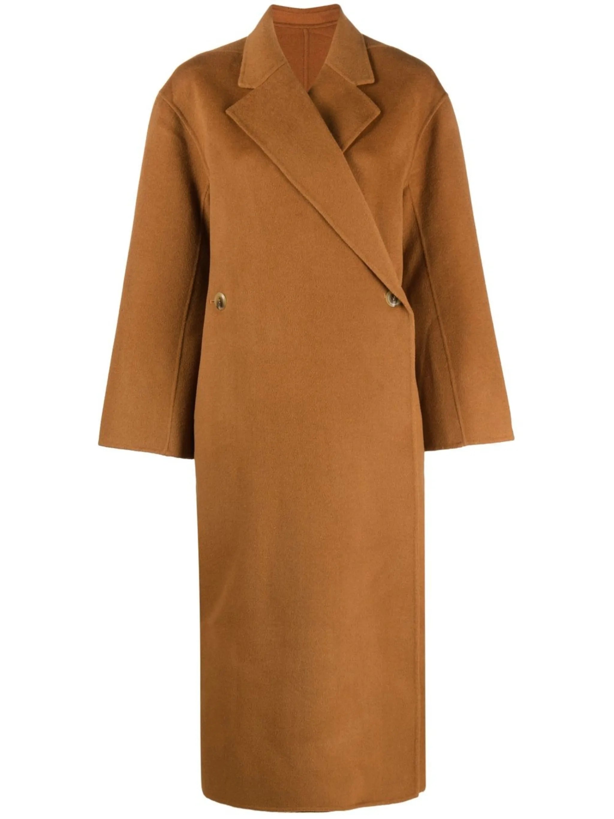 notched-lapel button-fastening coat