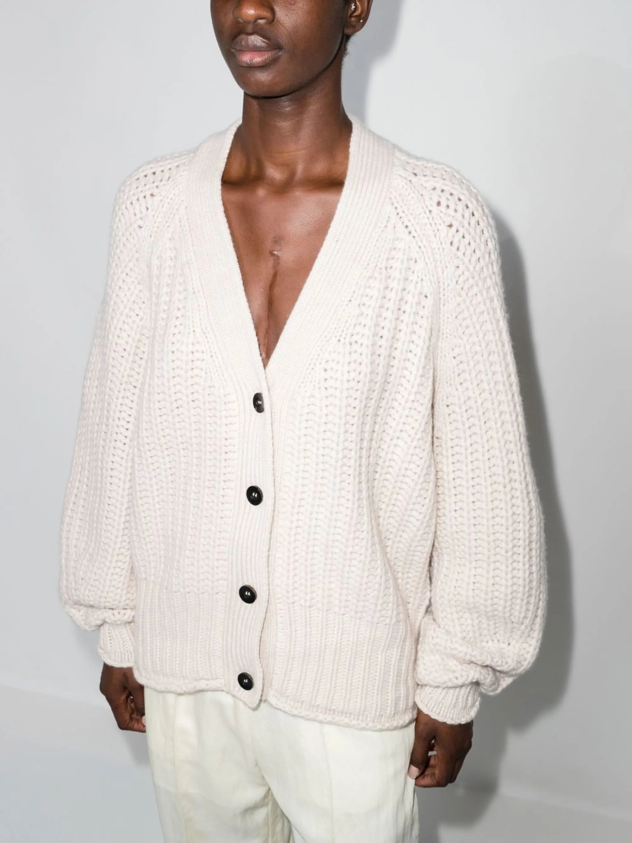 Rotterdam puff-sleeve cashmere cardigan