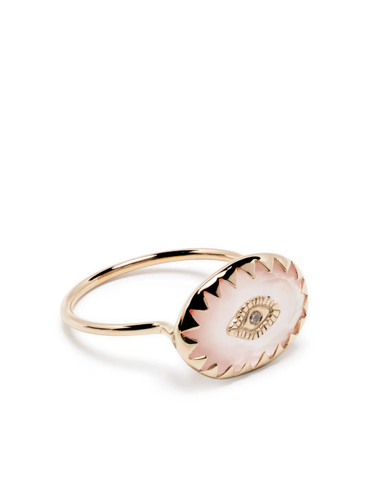 9kt yellow gold Souad quartz and diamond ring
