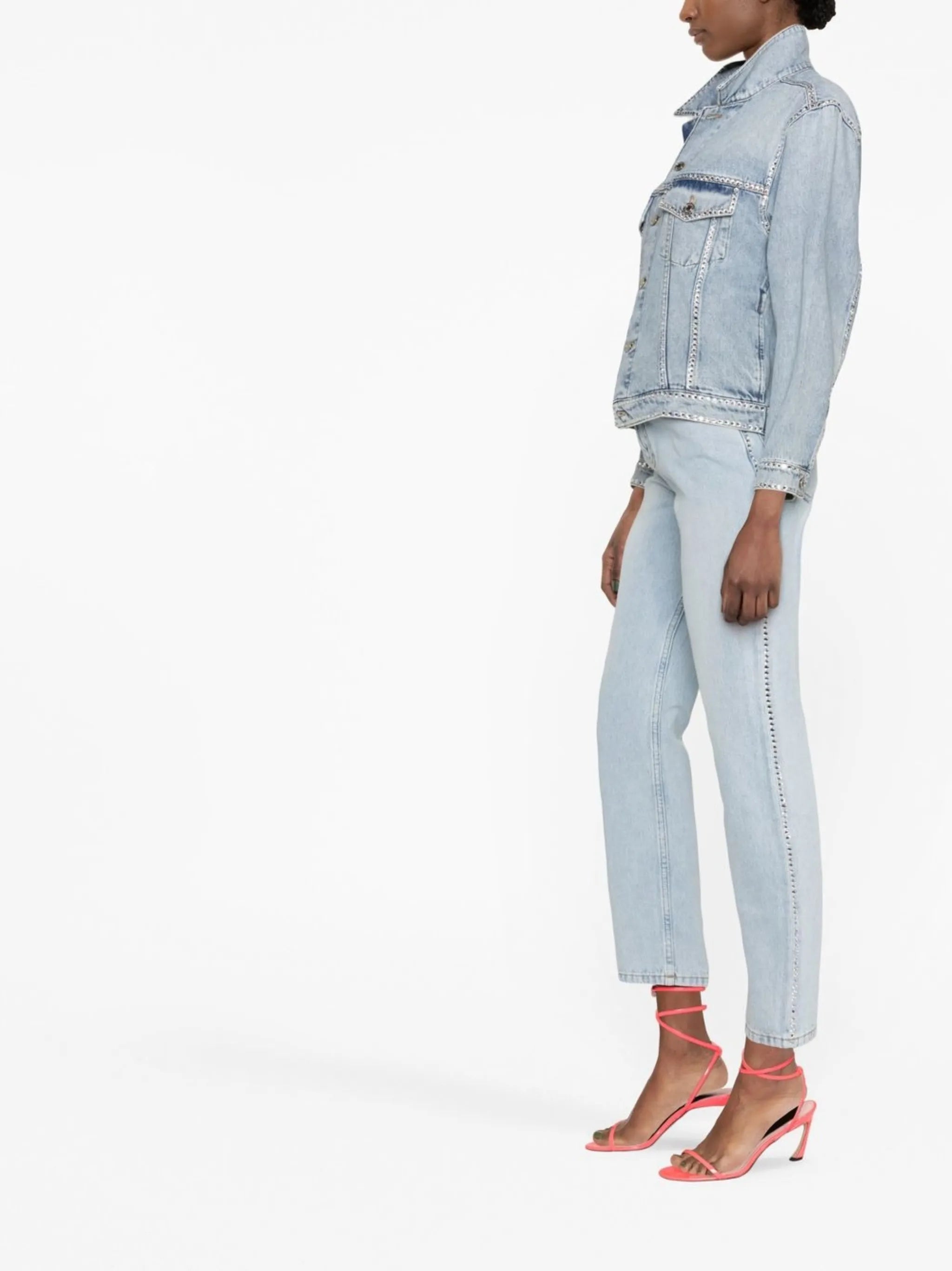 crystal-embellished denim jacket
