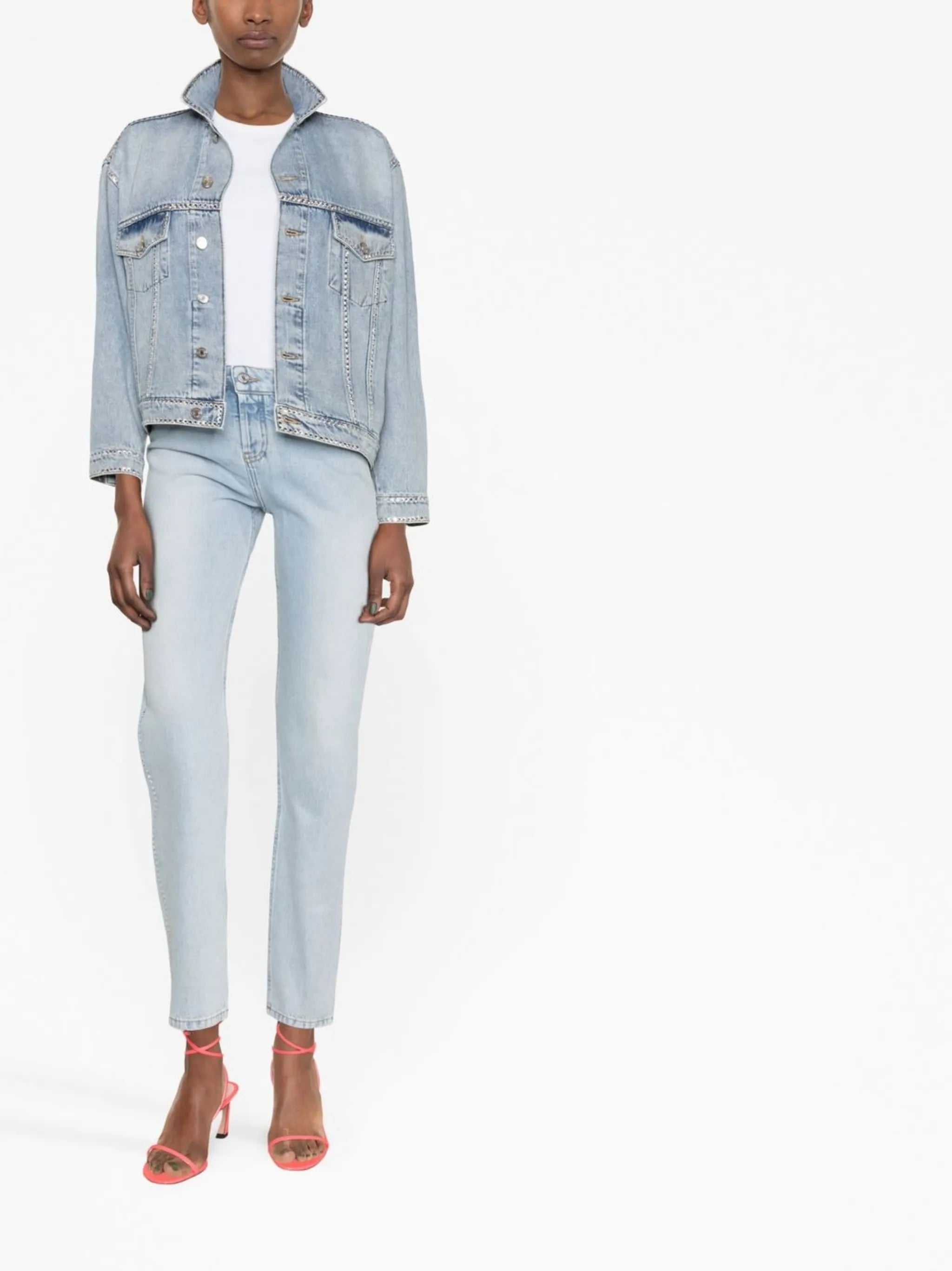 crystal-embellished denim jacket