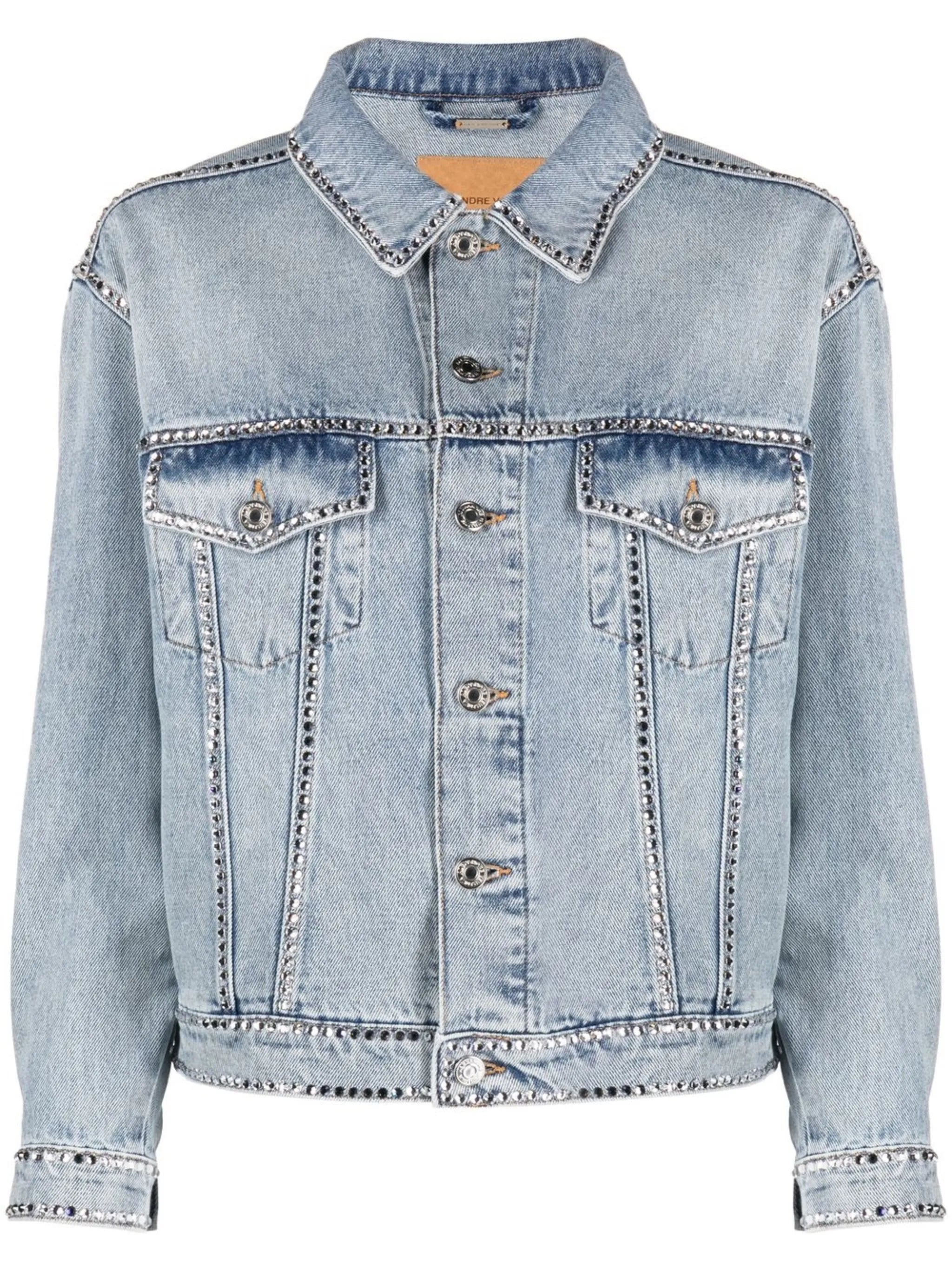 crystal-embellished denim jacket