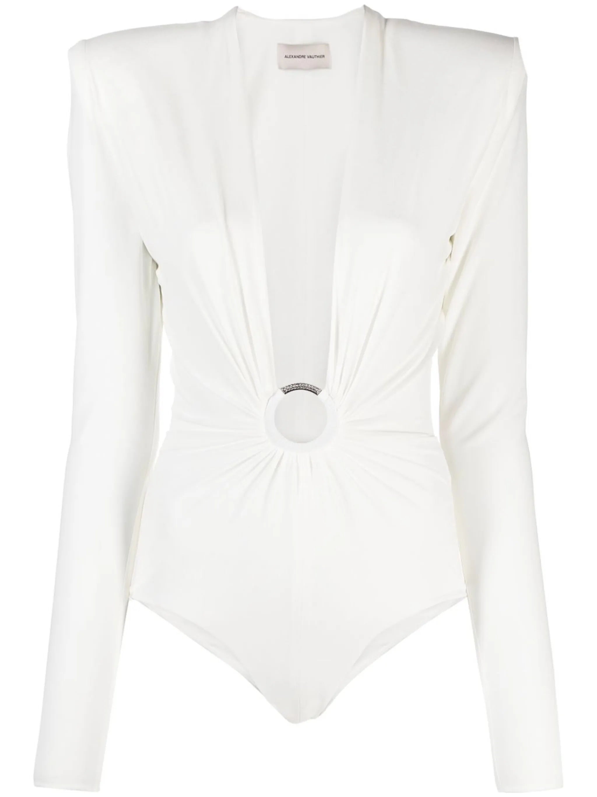 V-neck puff-sleeve blouse