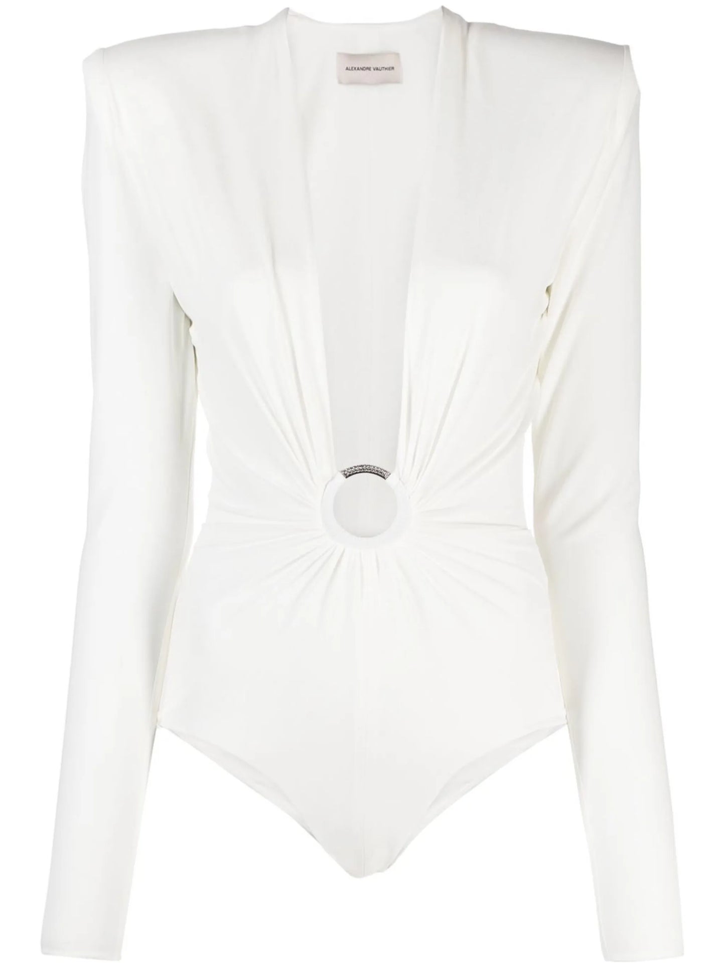 V-neck puff-sleeve blouse