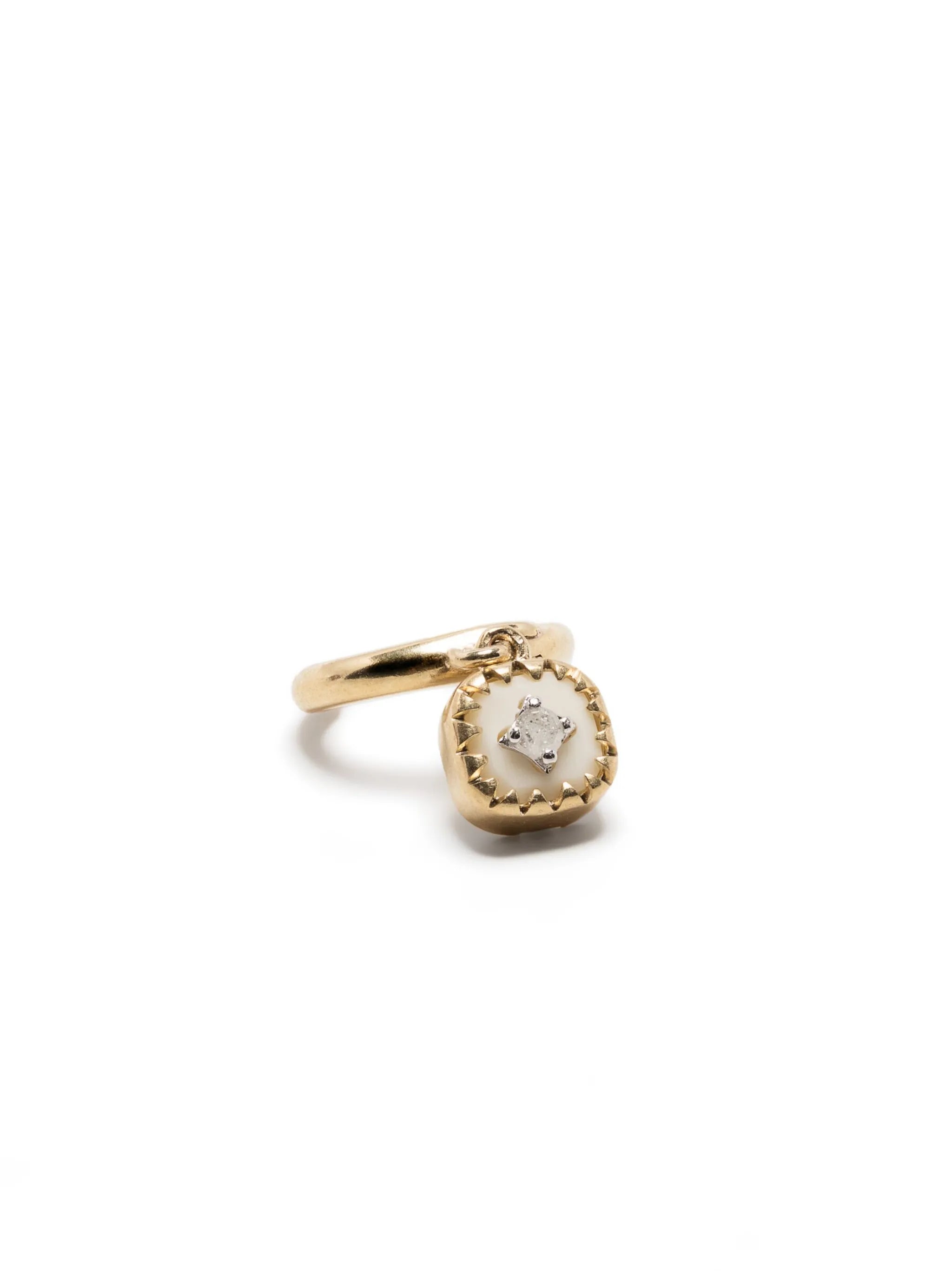 9kt yellow gold Pierrot diamond drop earring