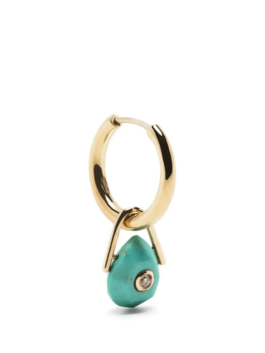 9kt yellow gold Orso turquoise and diamond drop earring