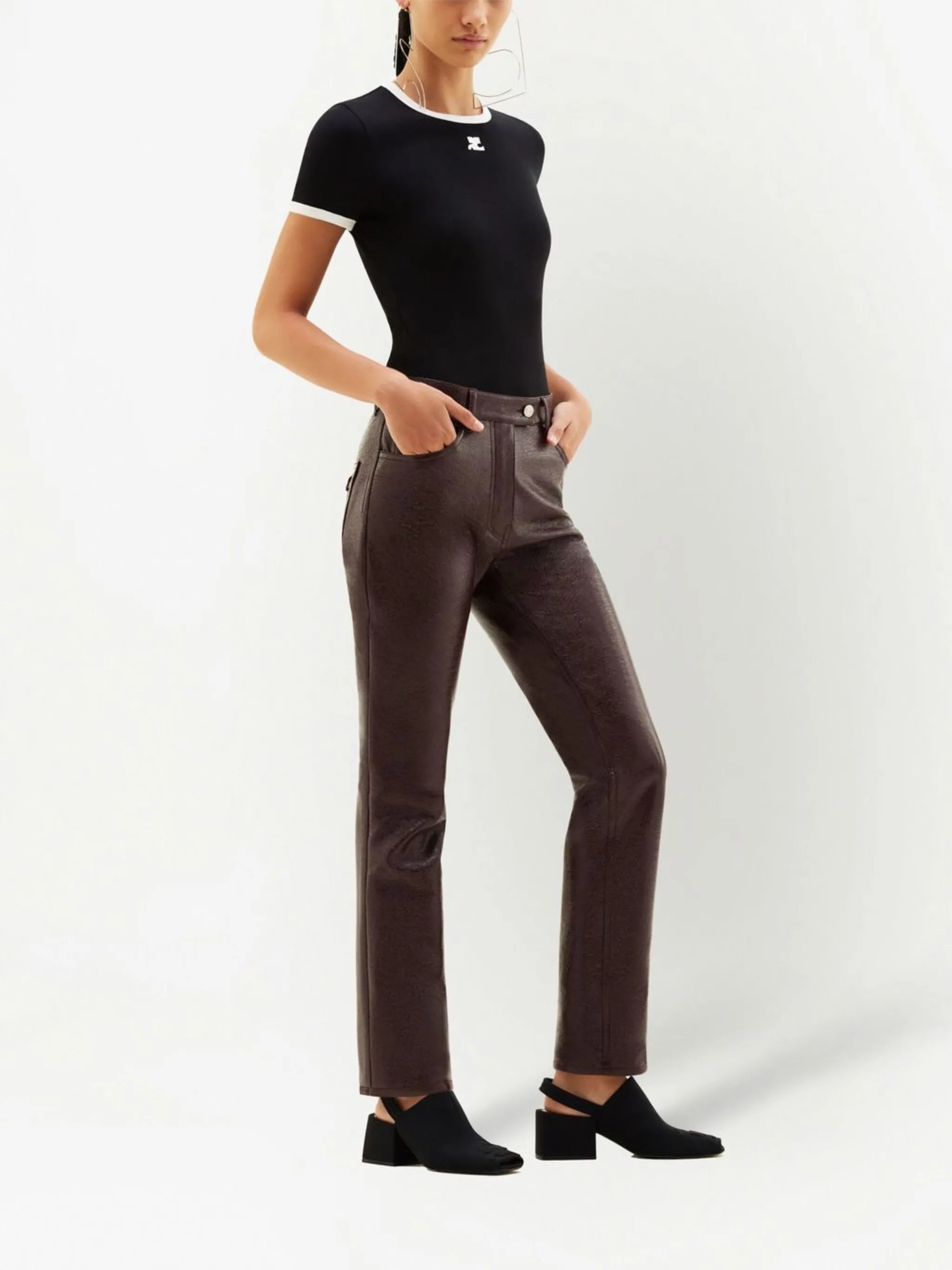 Bumpy contrast cotton T-shirt