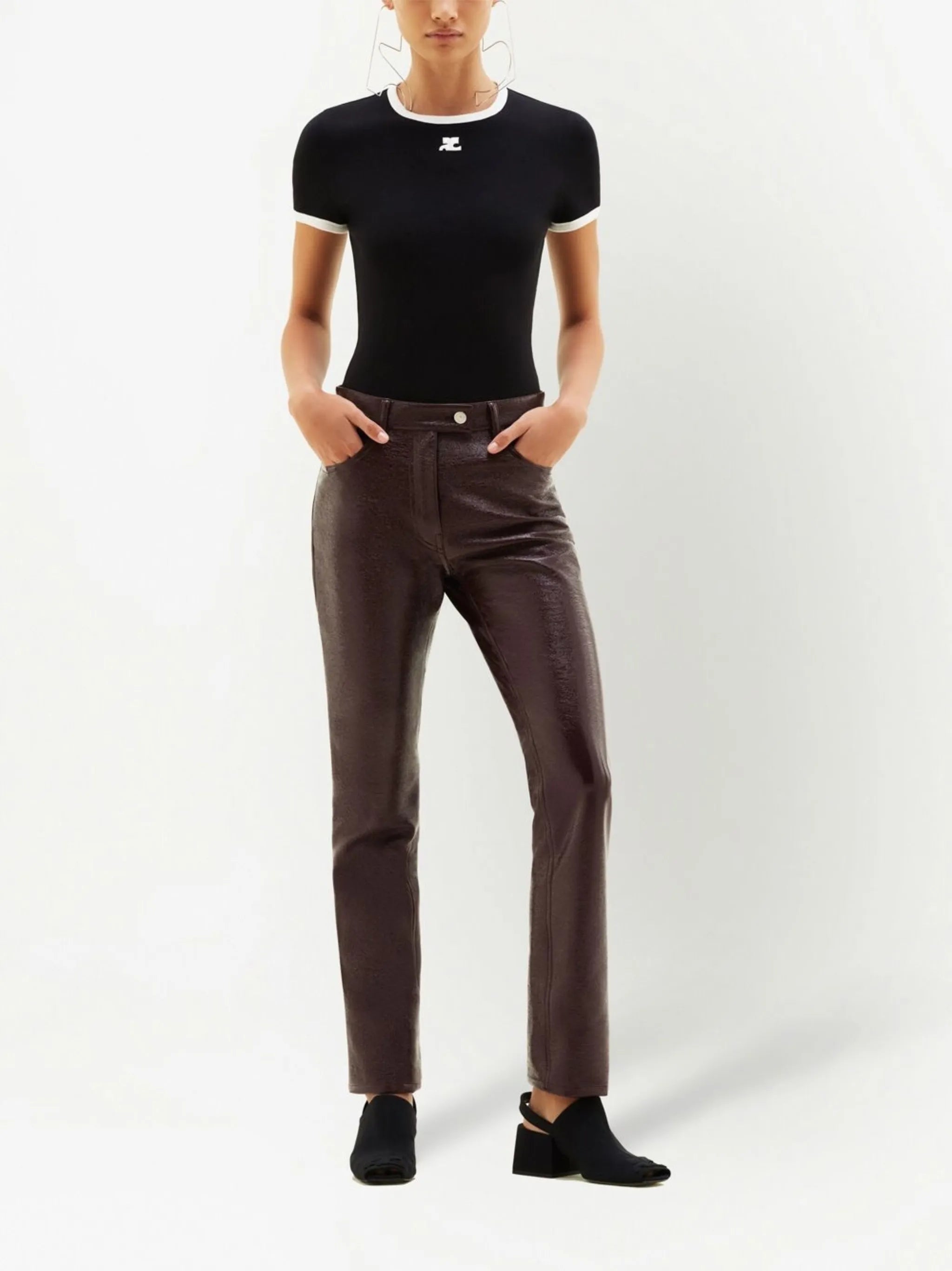 Bumpy contrast cotton T-shirt