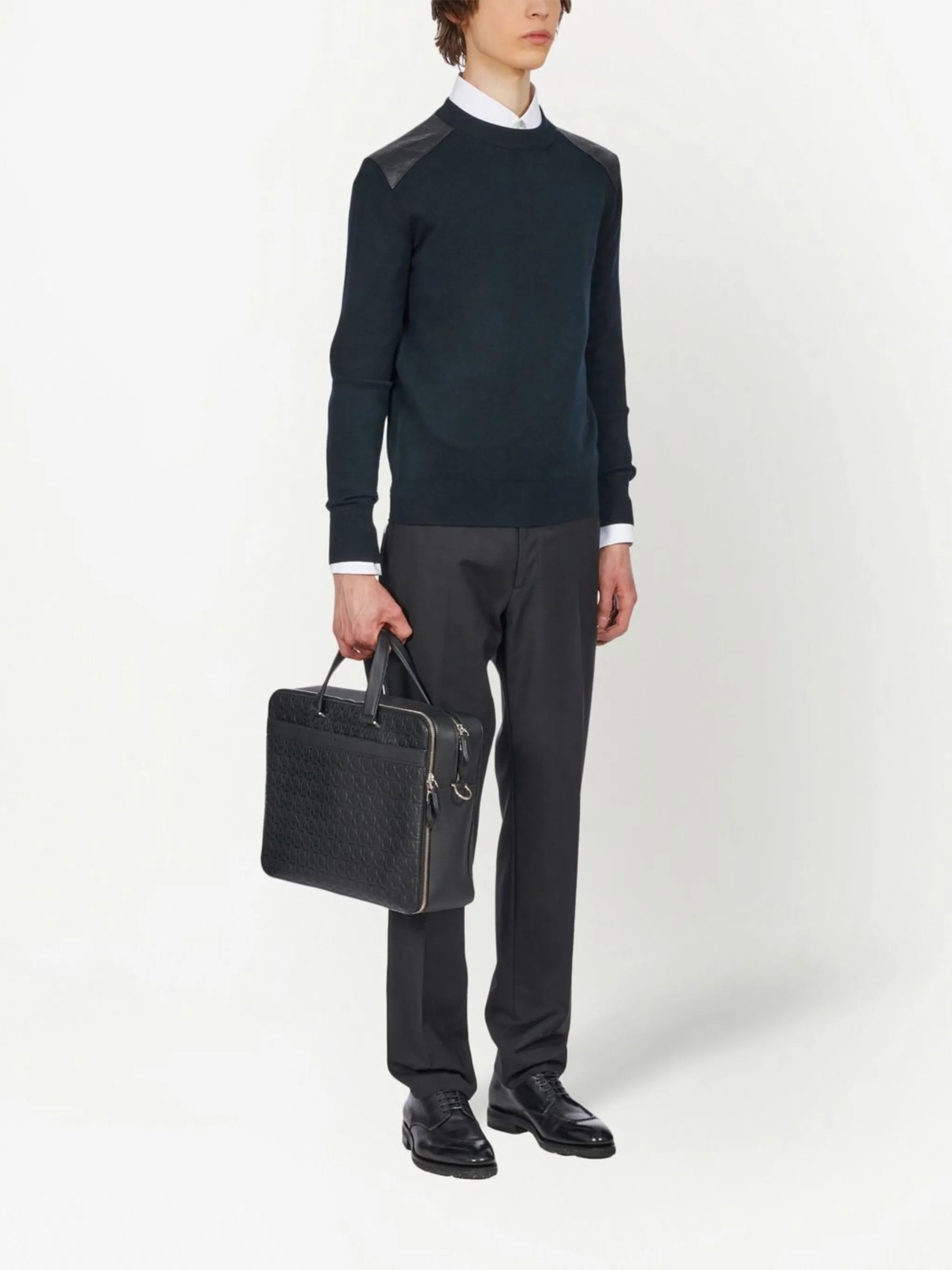 Gancini leather briefcase