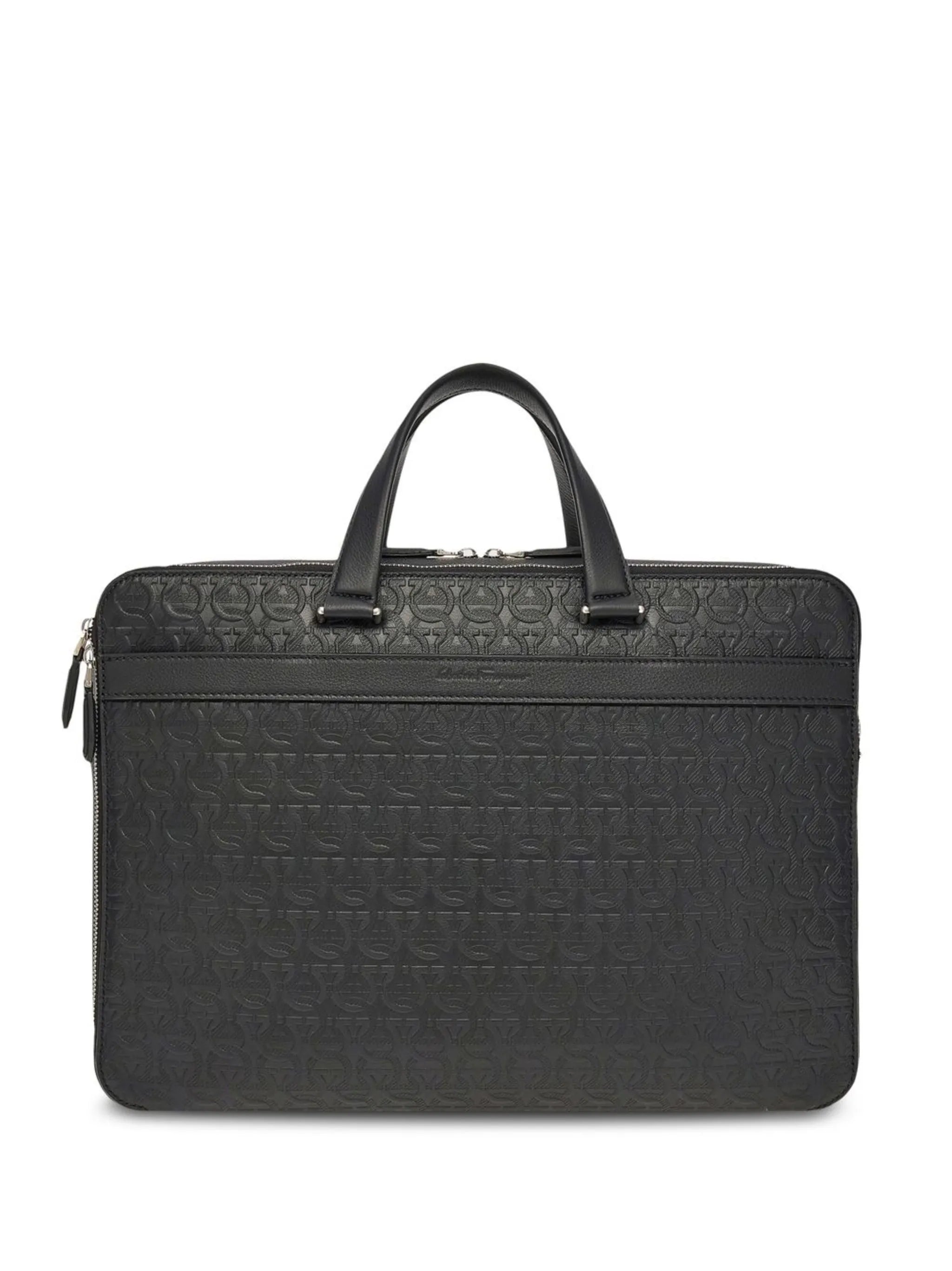 Gancini leather briefcase
