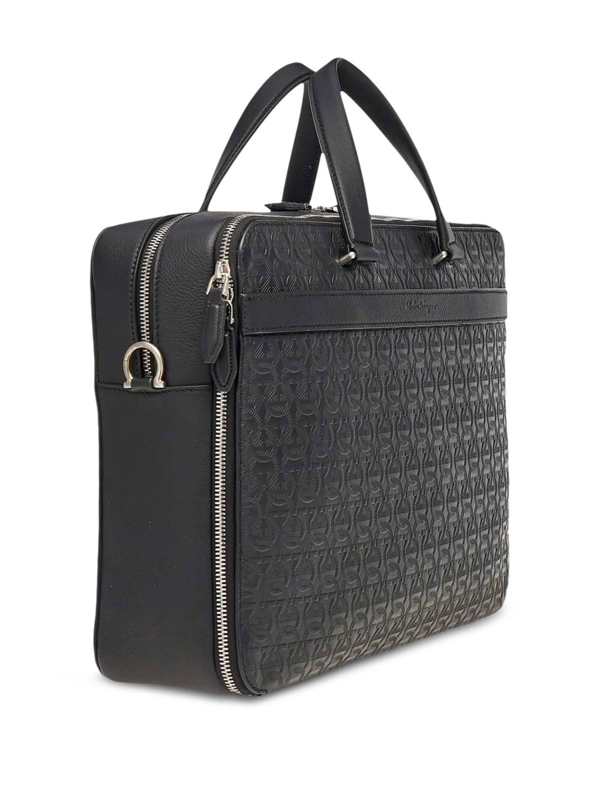 Gancini leather briefcase