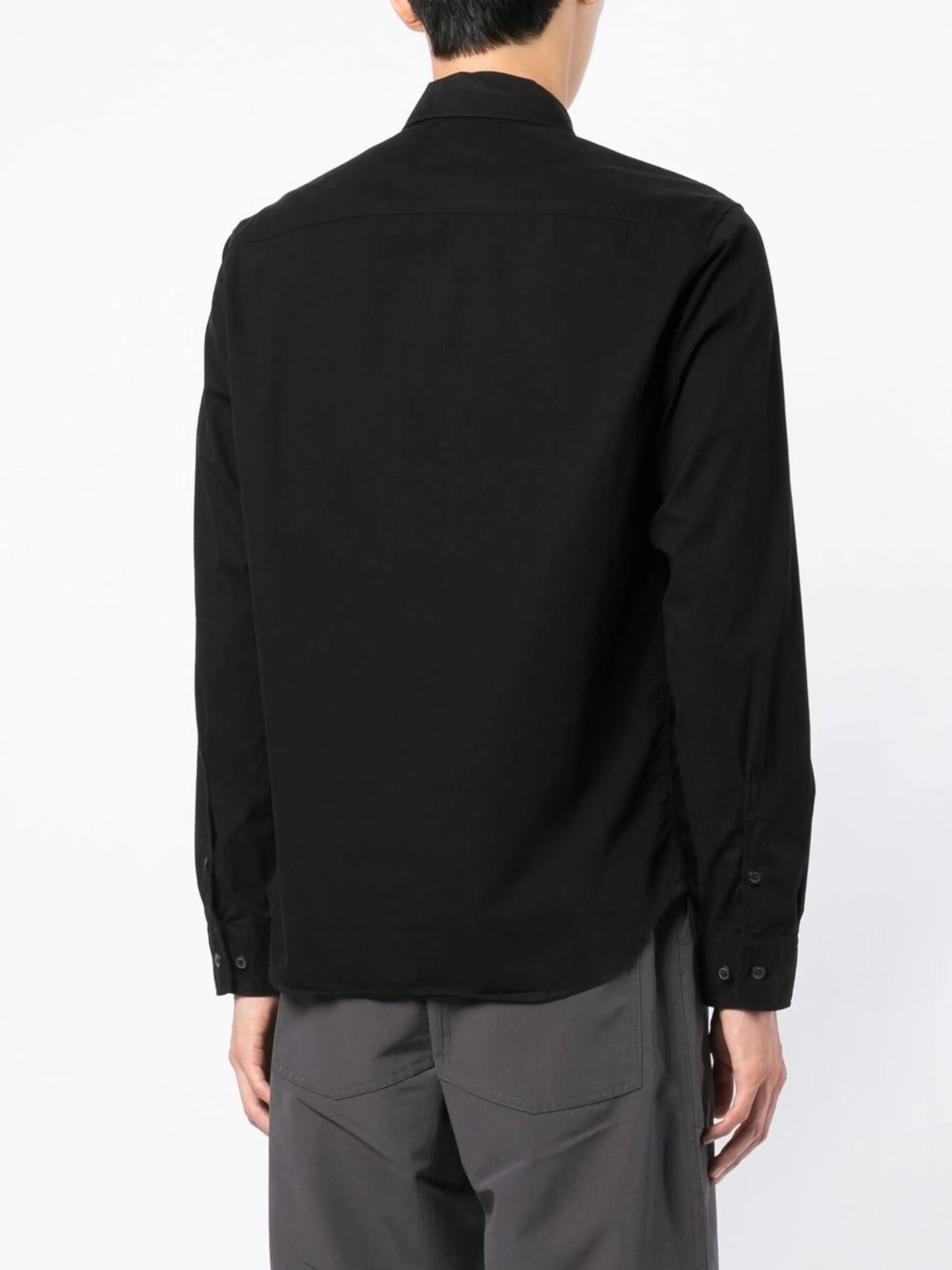 Lens-detail zip-fastening shirt jacket