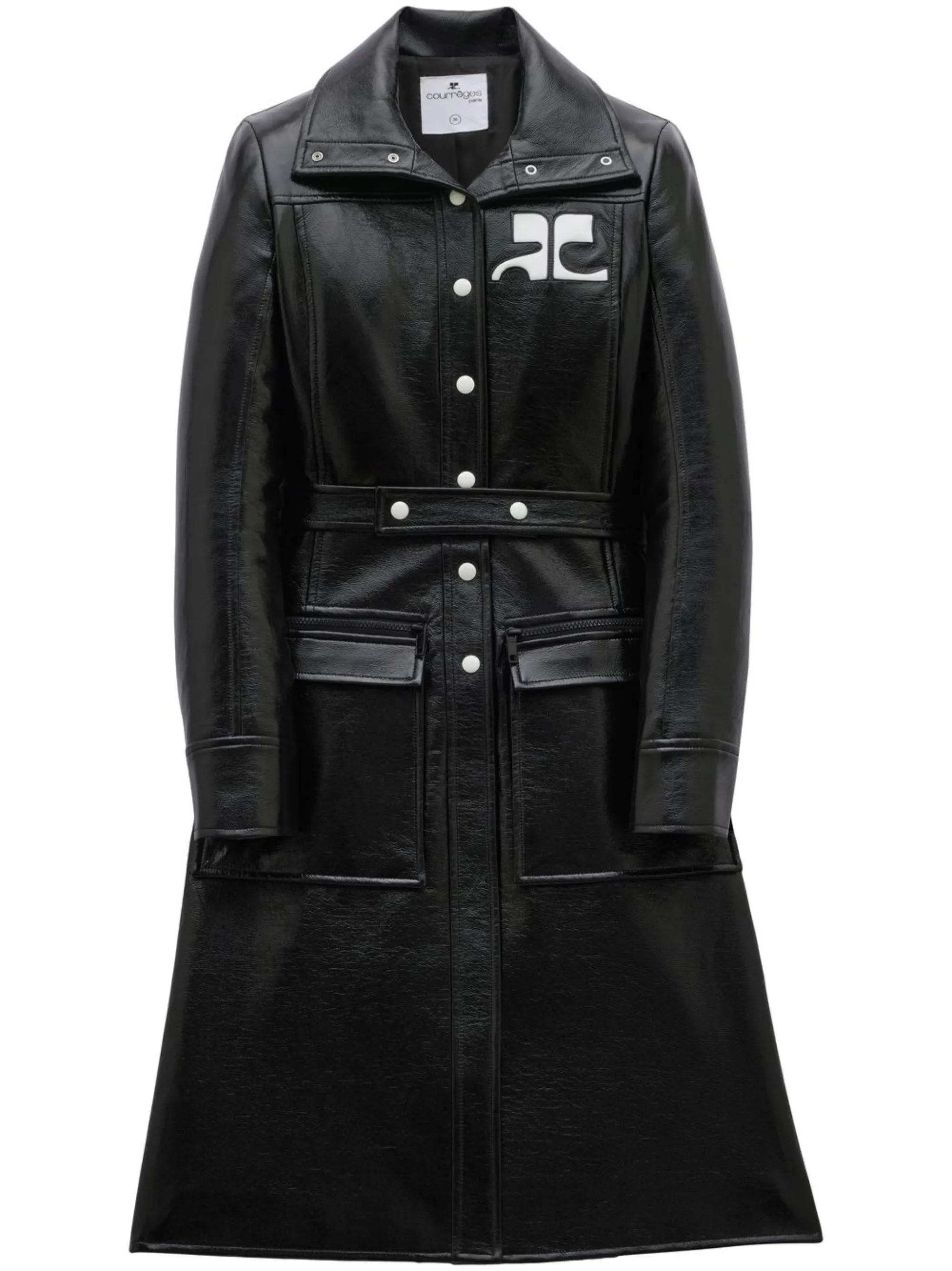 chest logo-patch trench coat