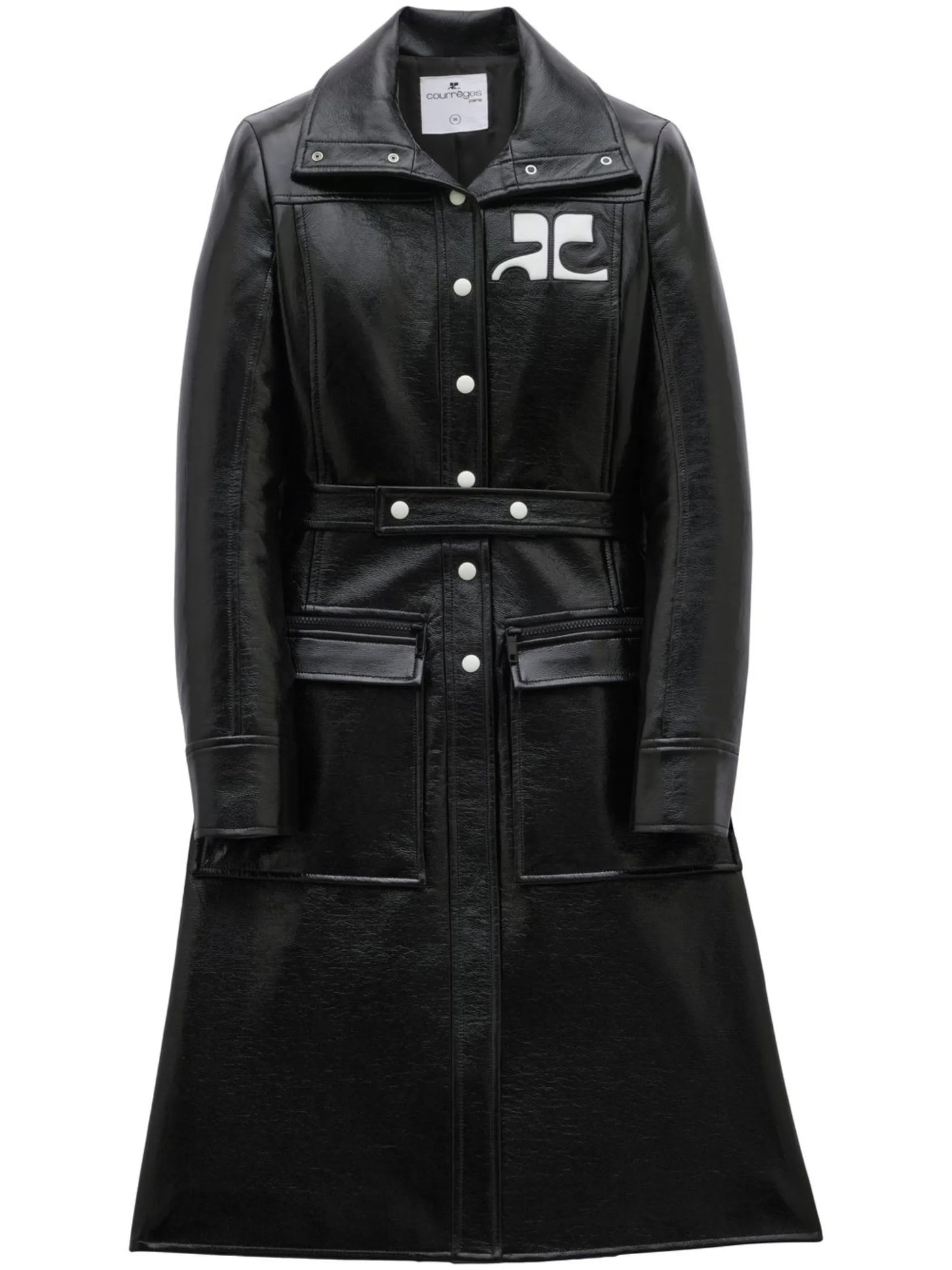 chest logo-patch trench coat