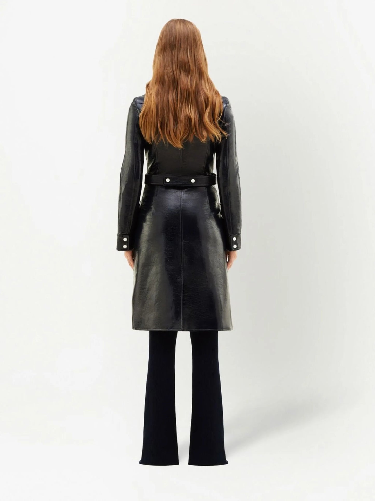 chest logo-patch trench coat