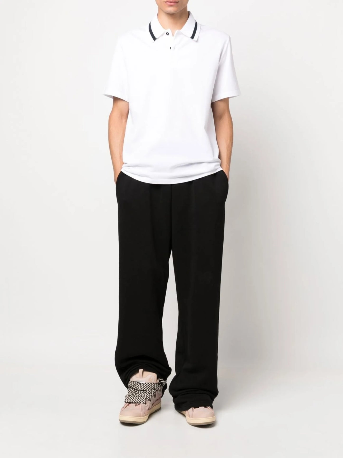 striped collar polo shirt