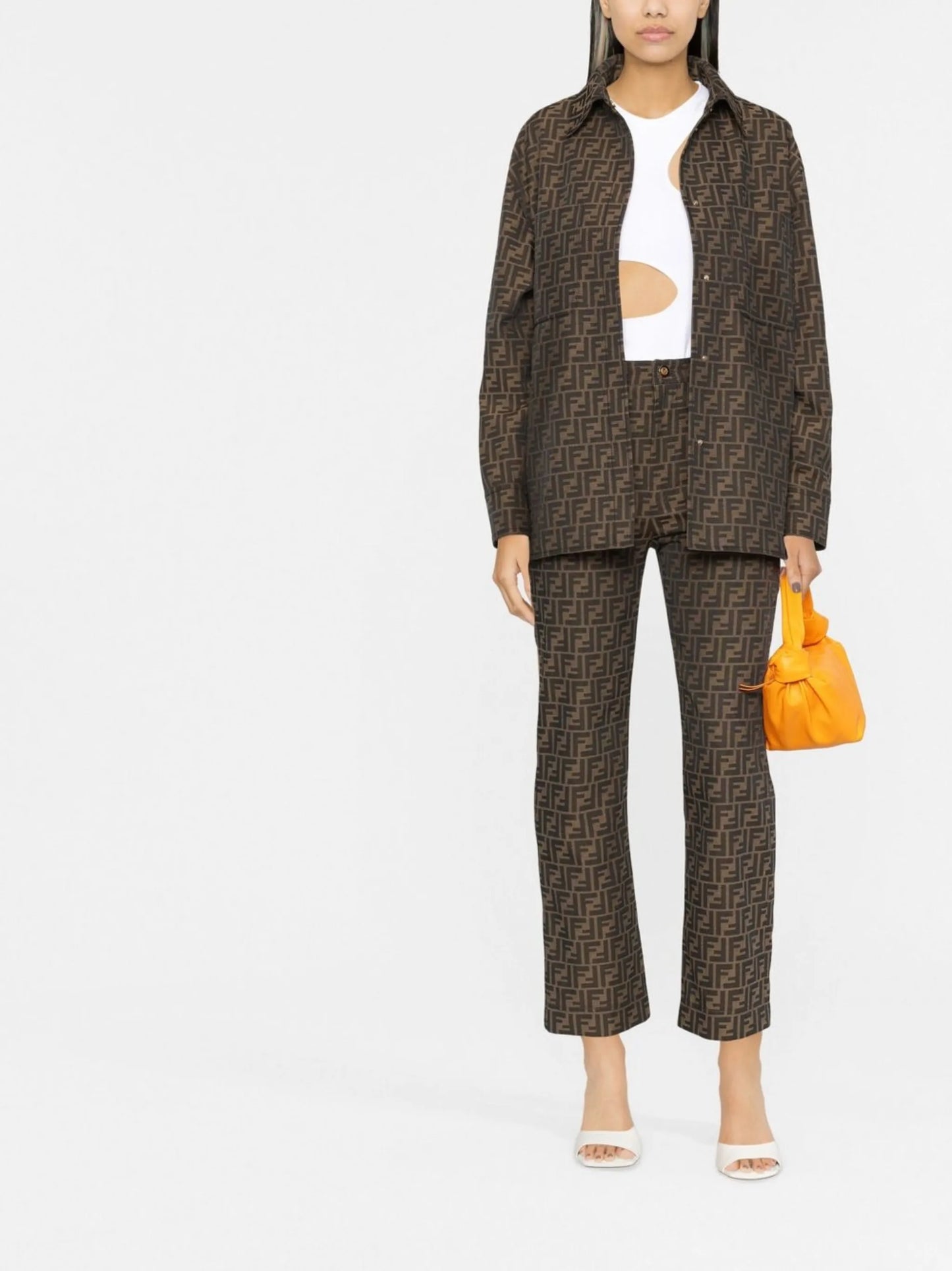 FF logo-motif cropped trousers