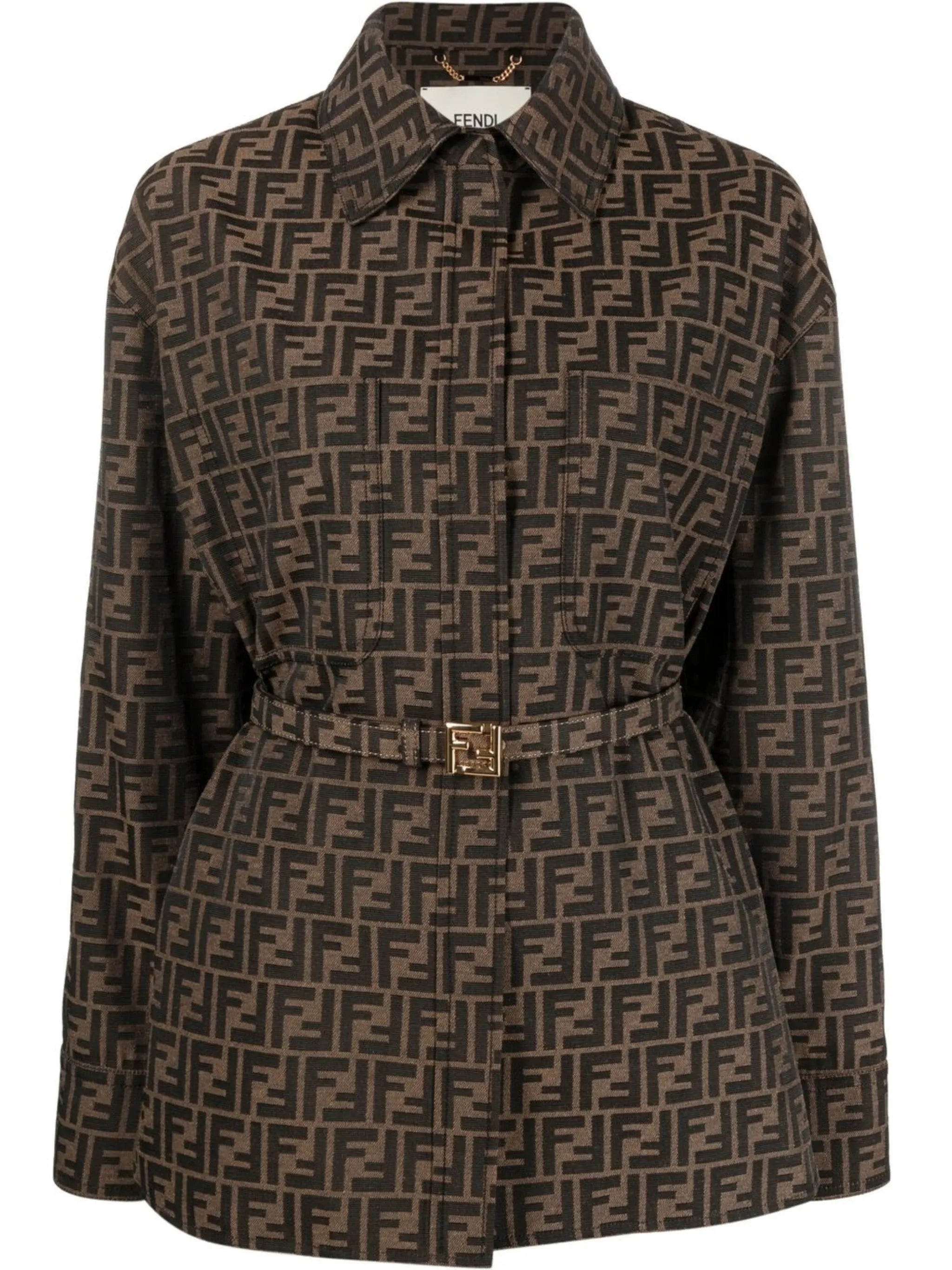 FF logo-print belted jacket