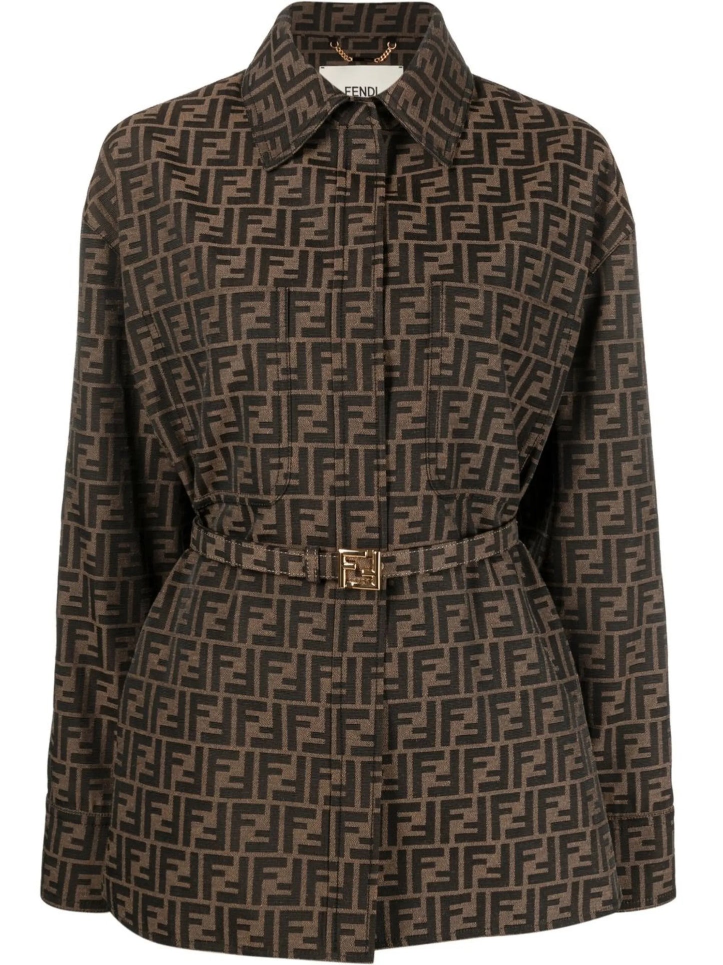 FF logo-print belted jacket