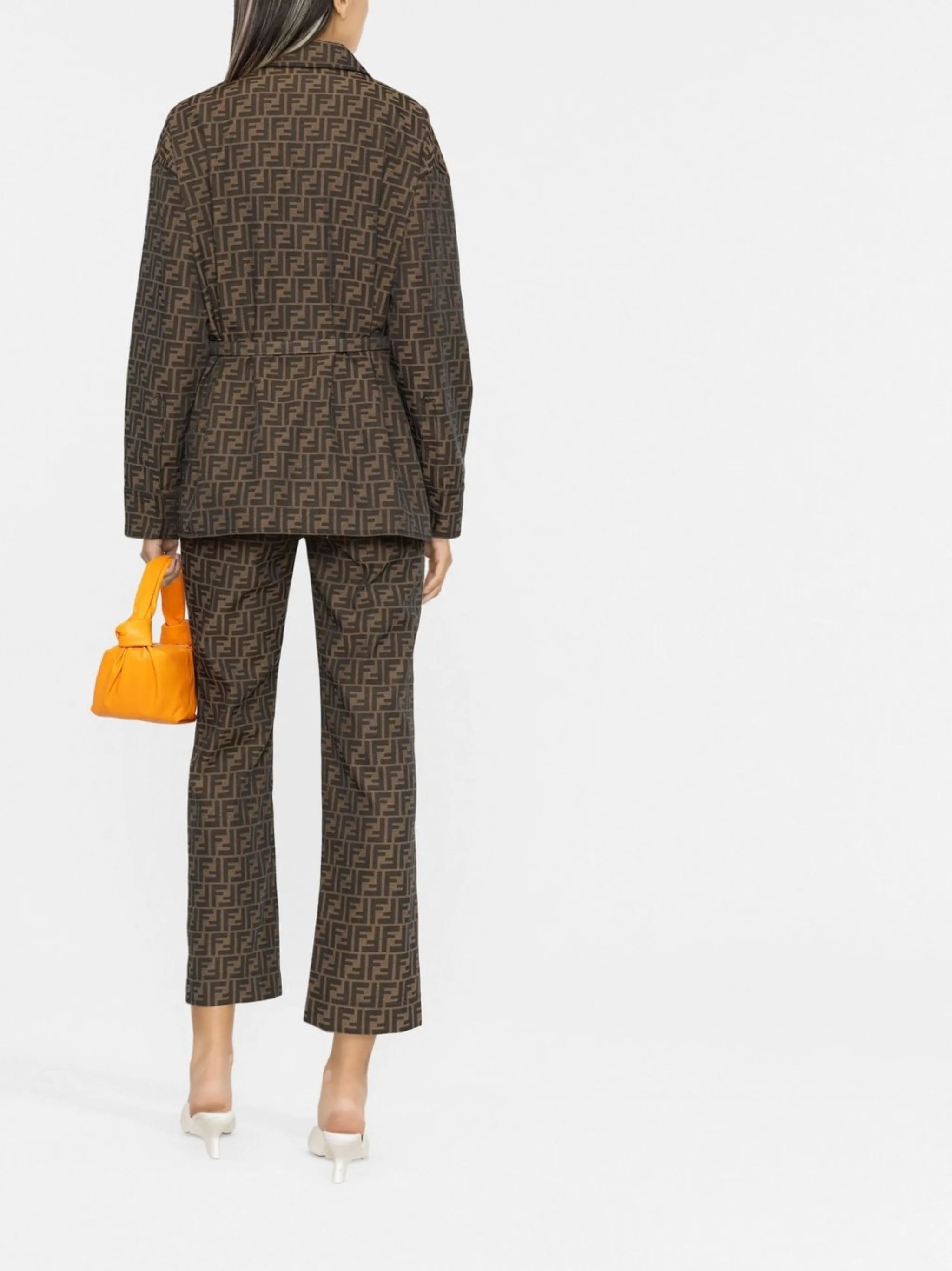 FF logo-print belted jacket