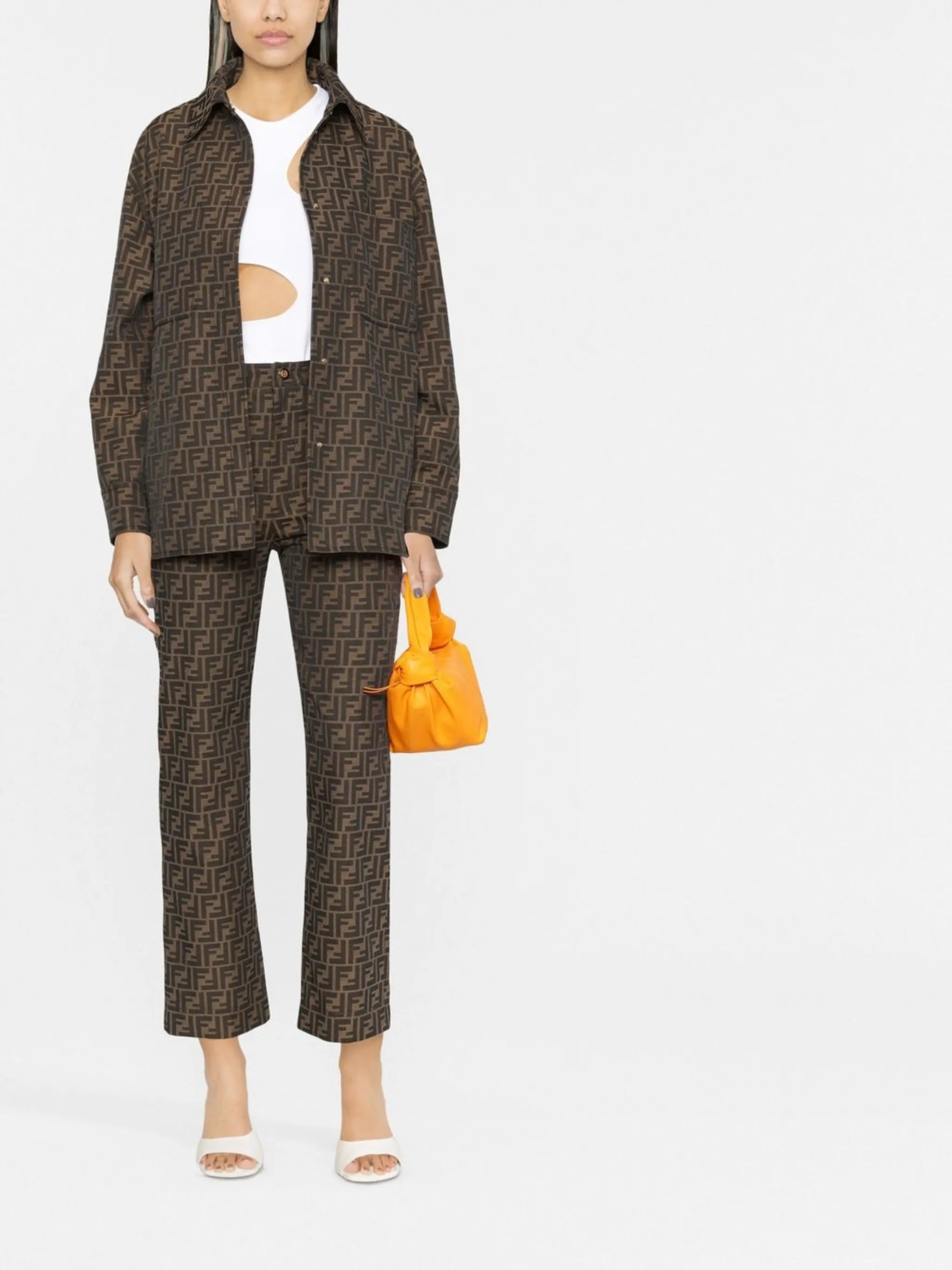 FF logo-print belted jacket