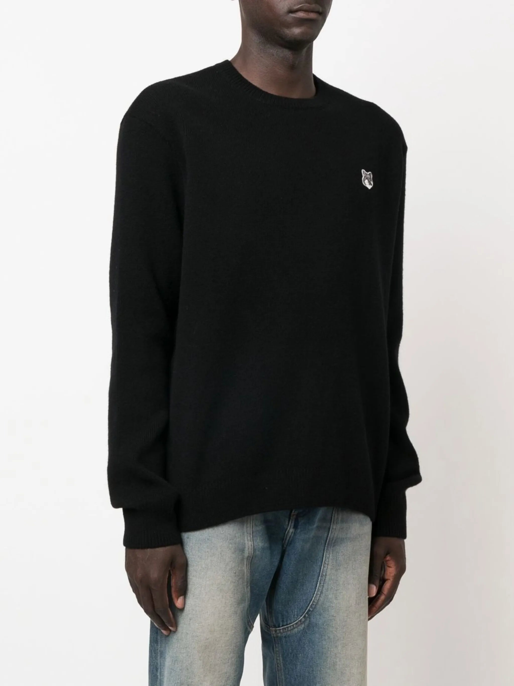 logo-patch crew-neck jumper