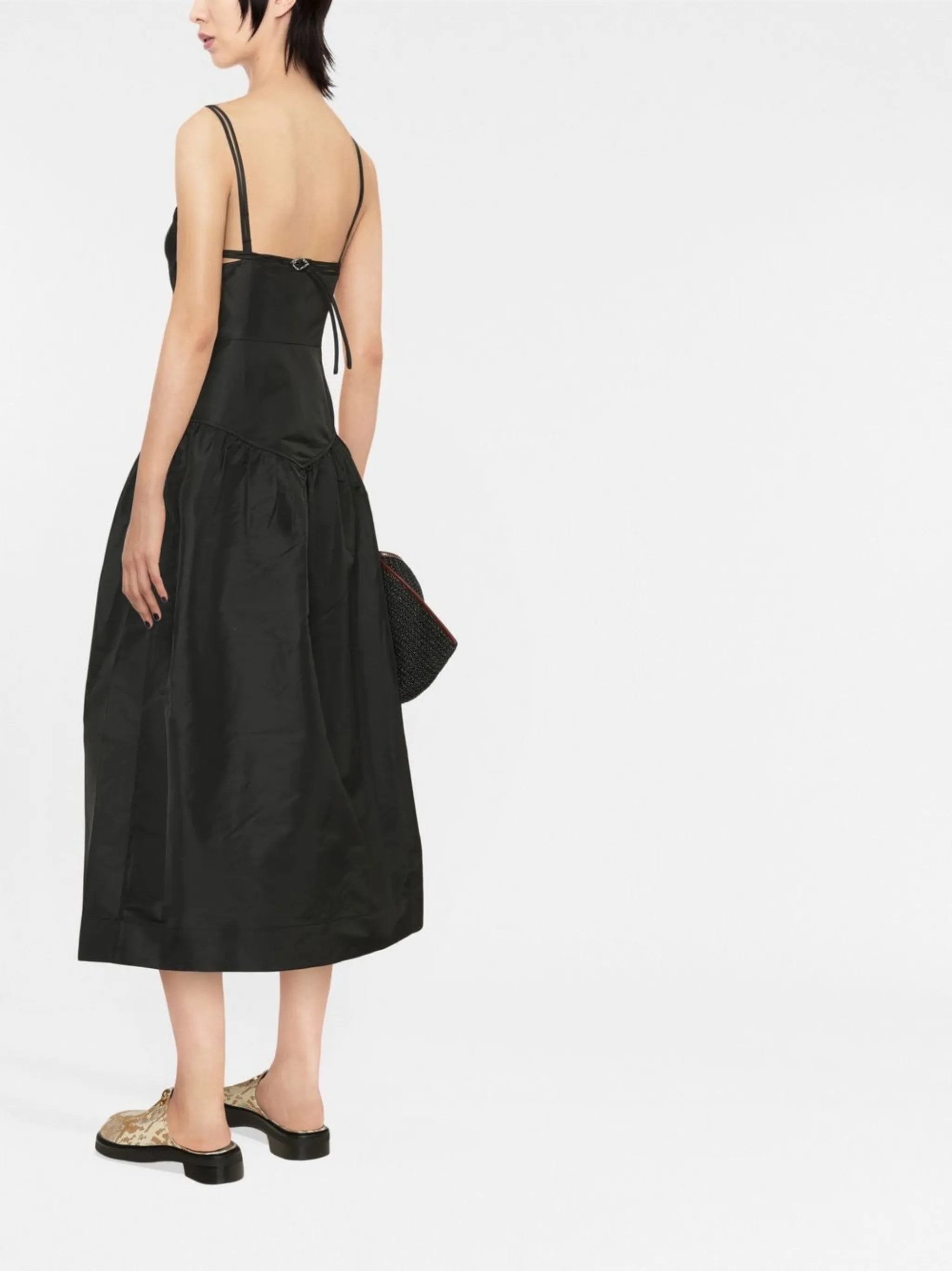 sweetheart-neck sleeveless midi dress