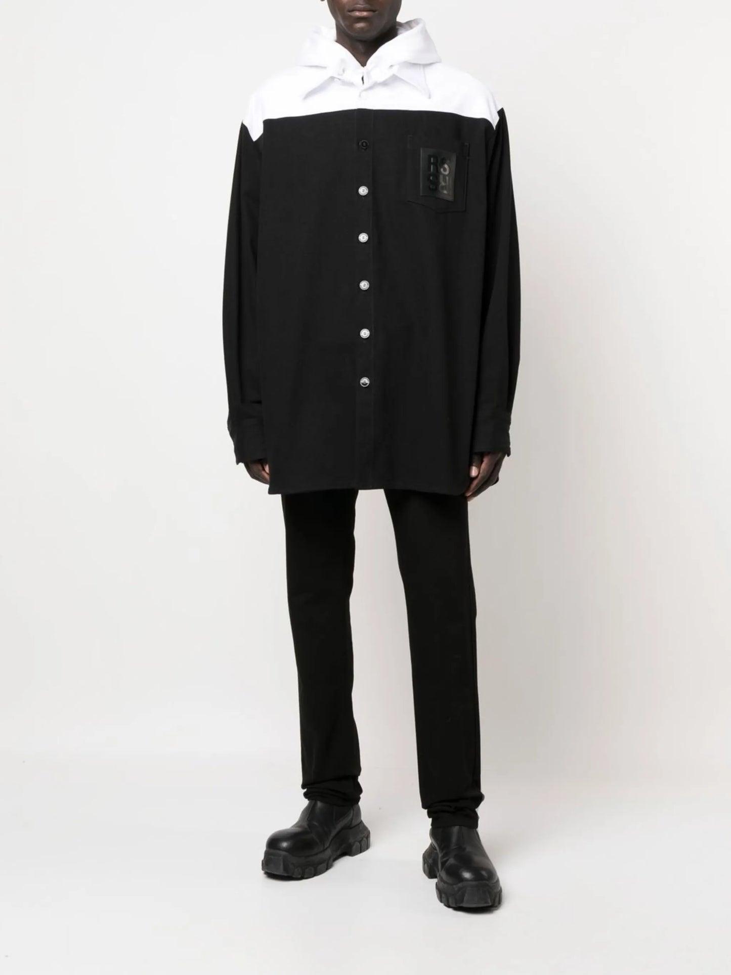 logo-patch panelled shirt