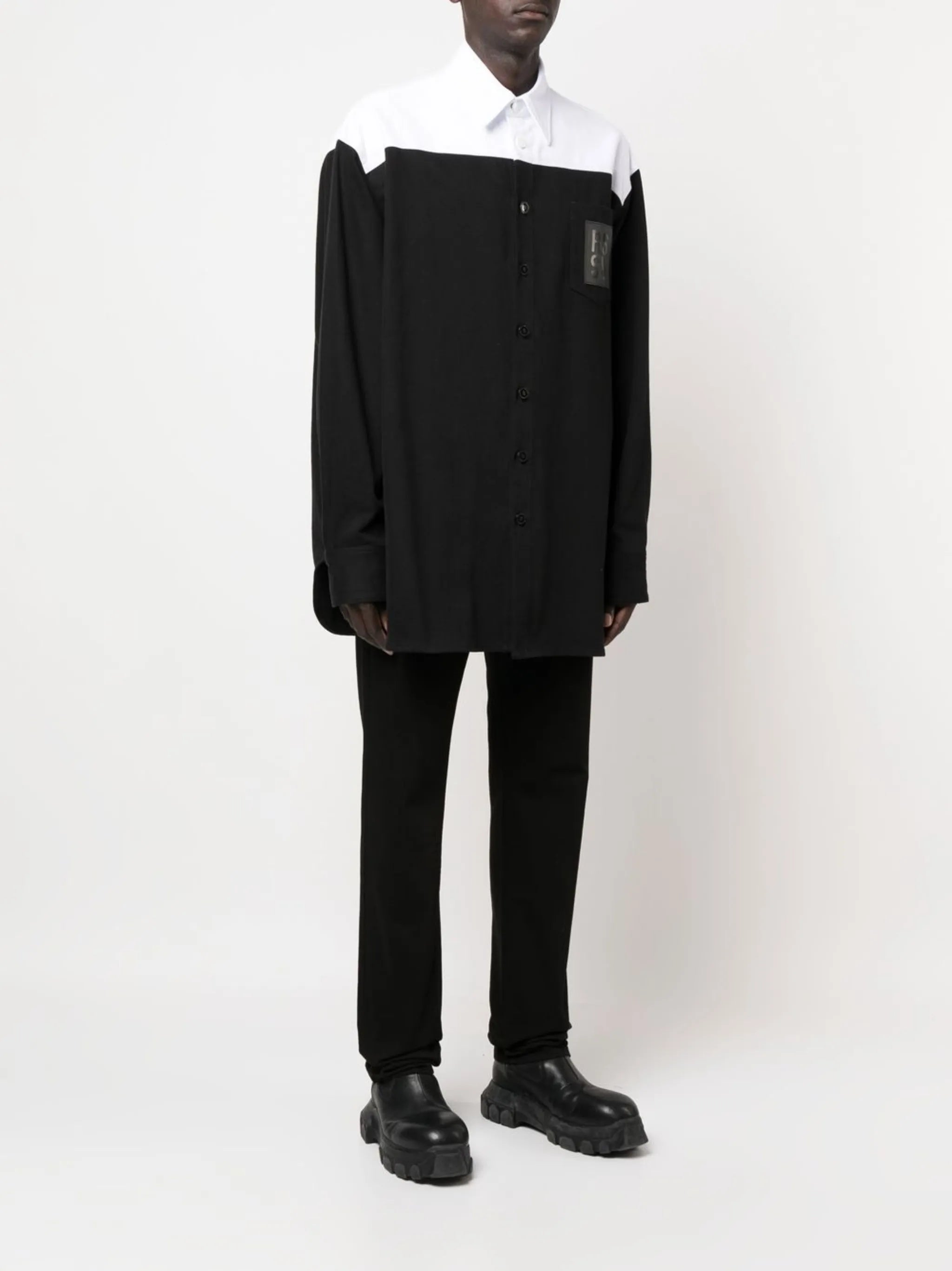 logo-patch panelled shirt