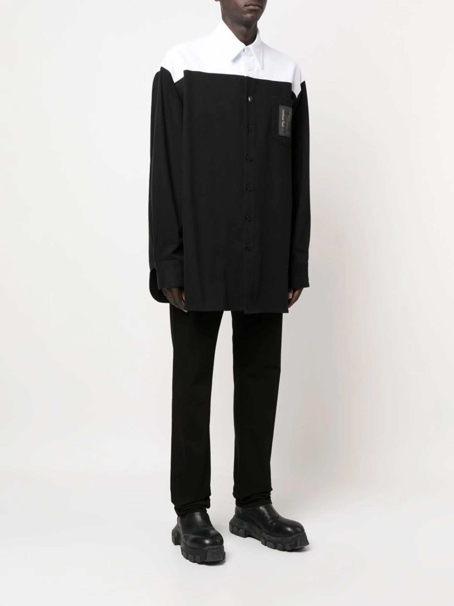 logo-patch panelled shirt