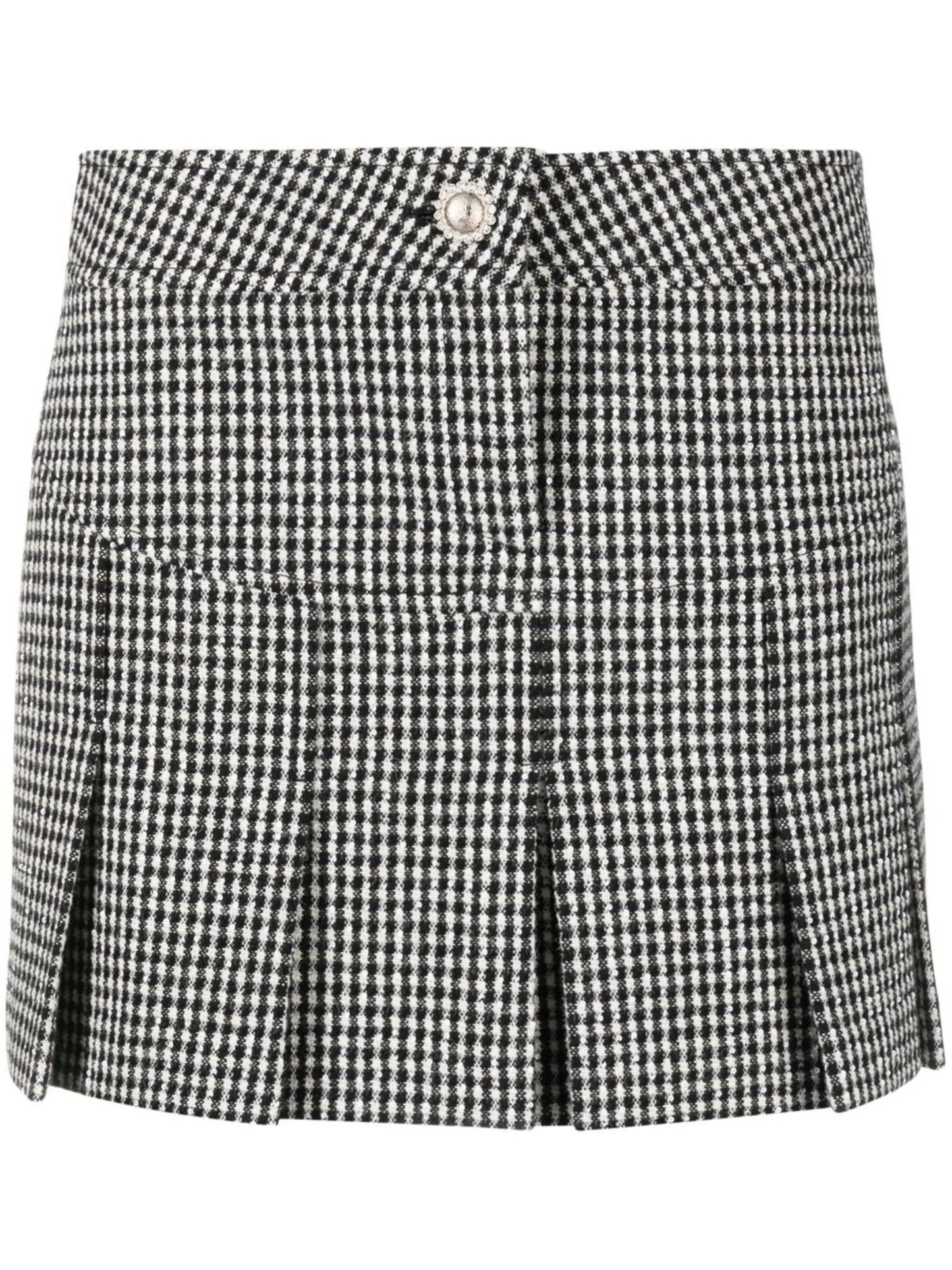 houndstooth-pattern pleated skirt