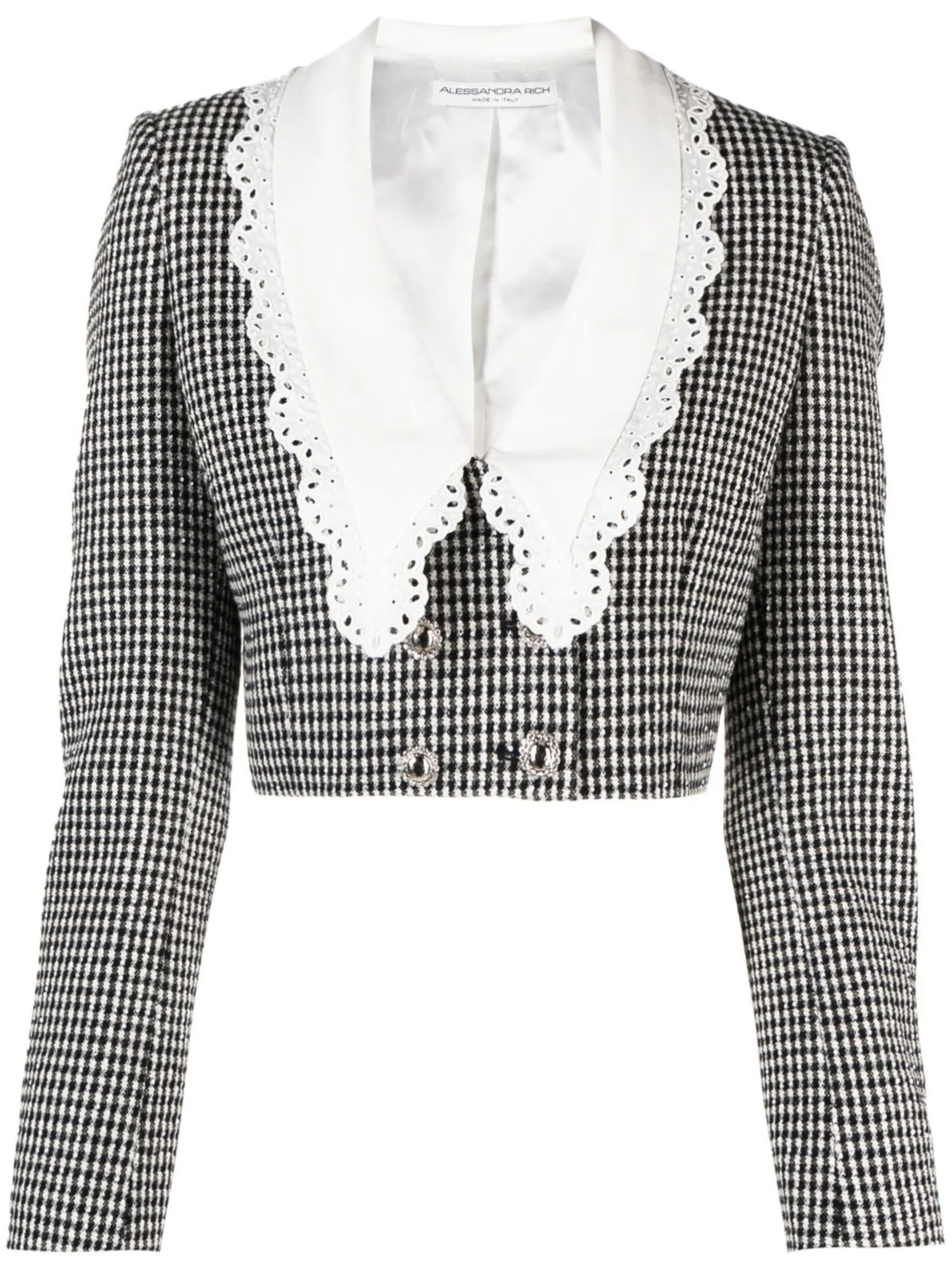 Peter Pan collar gingham blazer