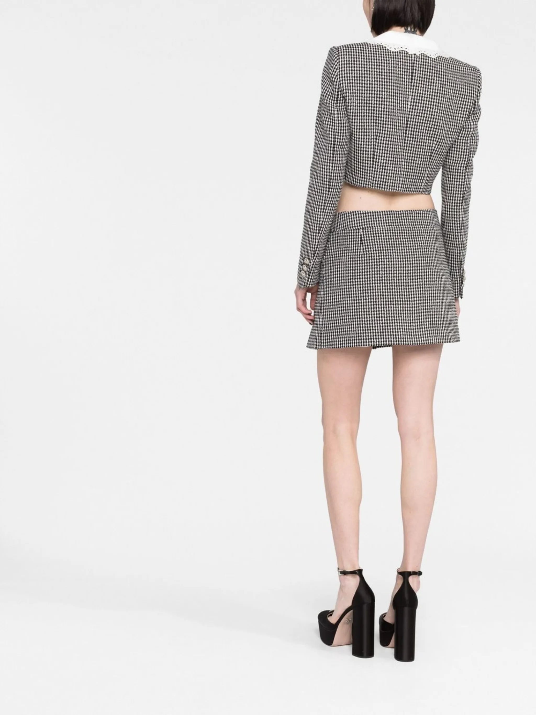 Peter Pan collar gingham blazer
